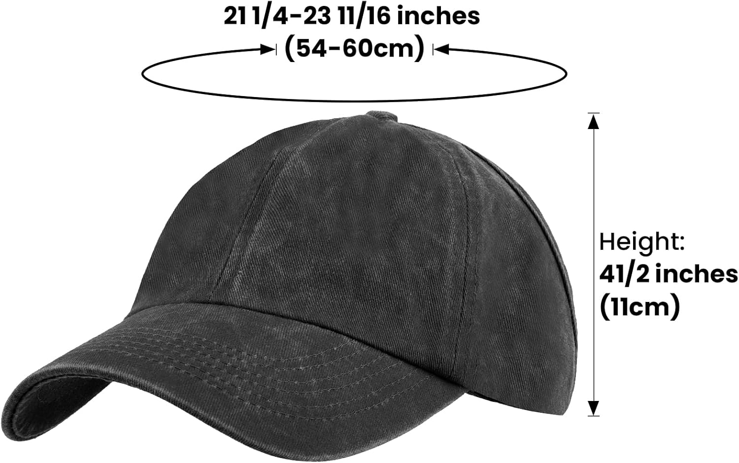 TOPTIE Backless Washed Cotton Ponytail Cap Messy Bun Curly Hair Baseball Caps for Women - Blue image number 3