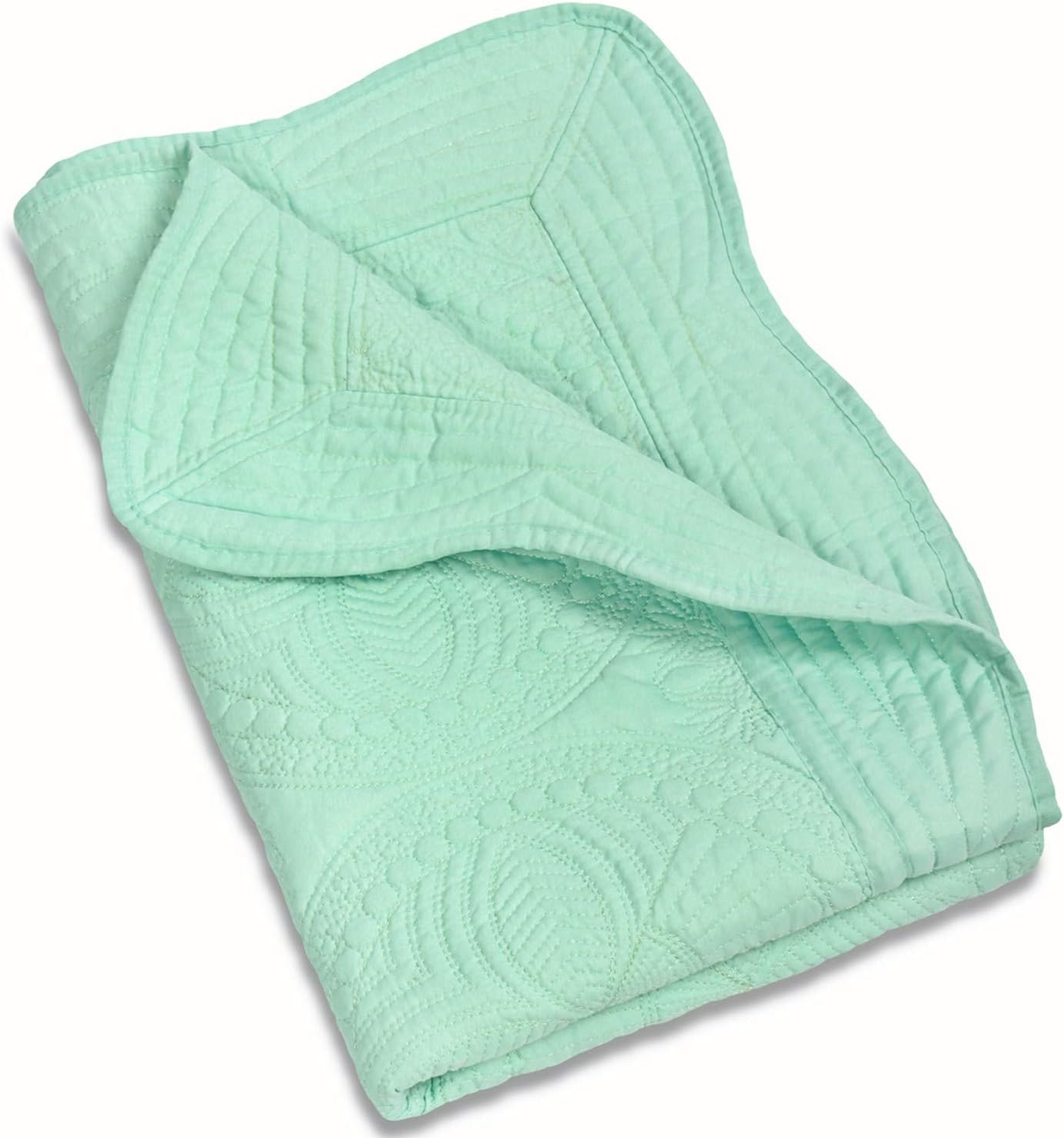 MONOBLANKS Baby Quilt Personlized Monogram Lightweight Embossed Scalloped Throw Blanket Four Seasons (Blue)