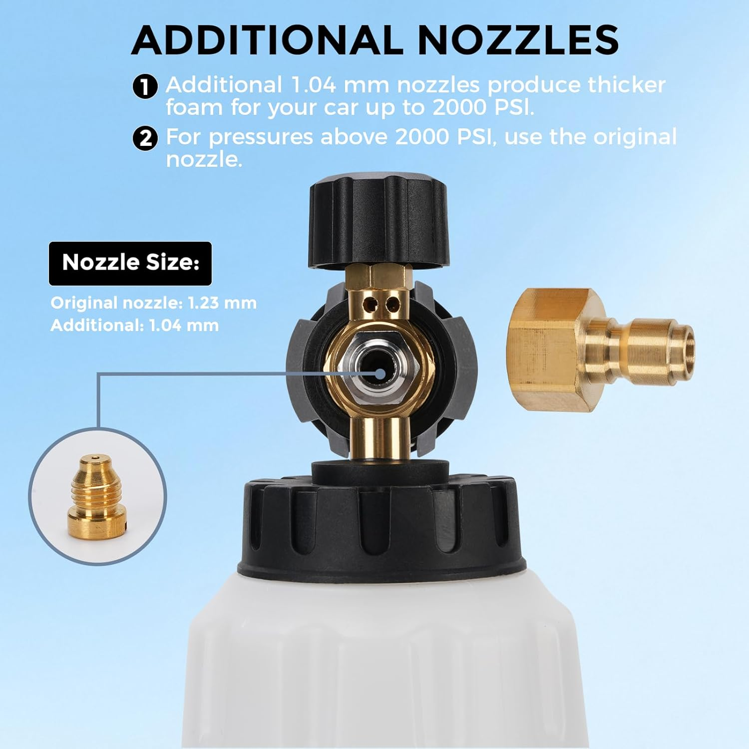 Foam Cannon for Pressure Washer, 1/4 Inch Quick Connector, Car Wash Foam Gun with 5 Pressure Washer Nozzle for Car Washing and Cleaning image number 3