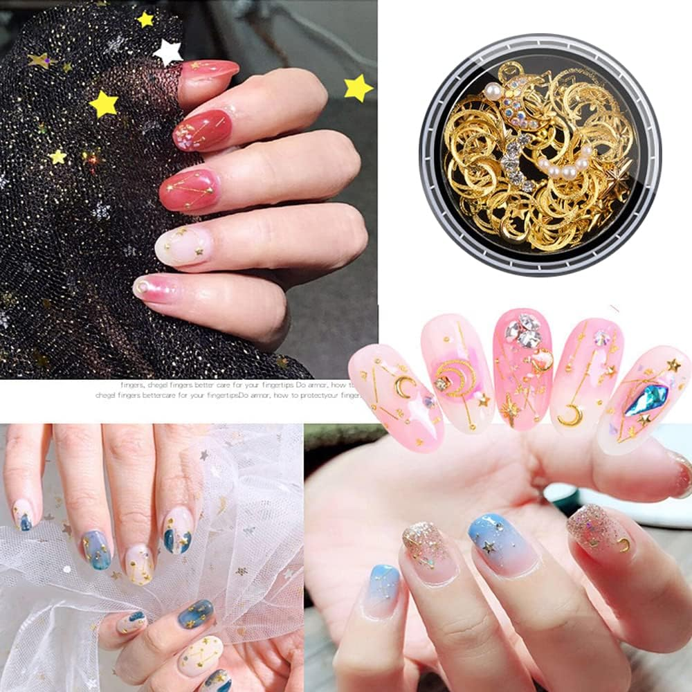 3D Moon Star AB Rhinestone Gems Pearl Nail Art Decor Decals Glitter Sequins AU #XY02 image number 6