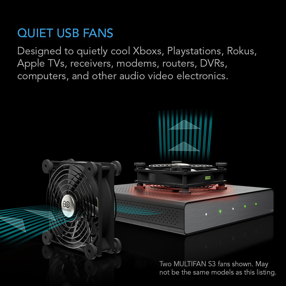 AC Infinity MULTIFAN S7, Quiet Dual 120Mm USB Fan, Ul-Certified for Receiver DVR Playstation Xbox Computer Cabinet Cooling image number 5
