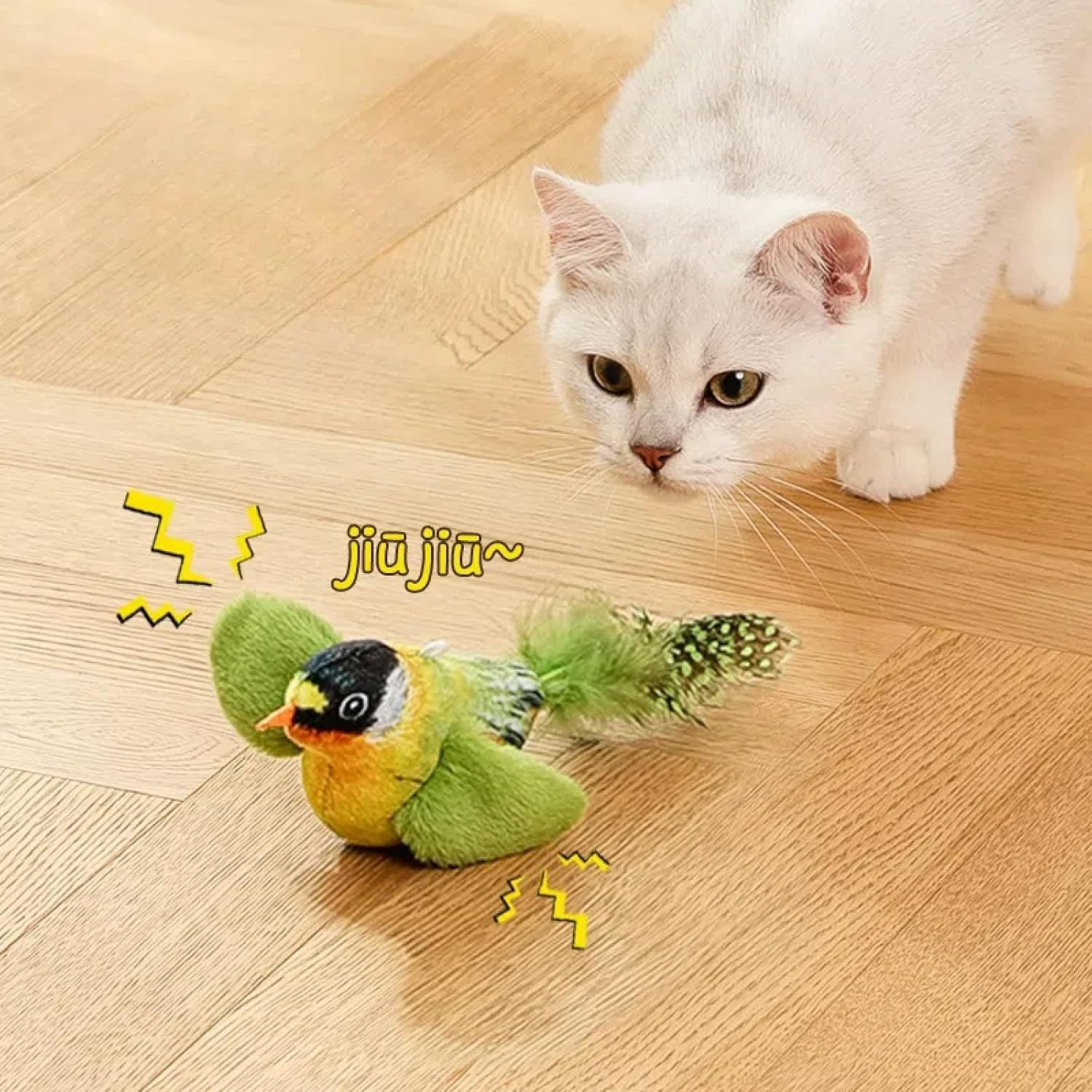 Cat Toys Vocalize Feathers, Birds, Kittens Nibble Toys, Cat Teasing Stick Supplies (Know More Blue) image number 2