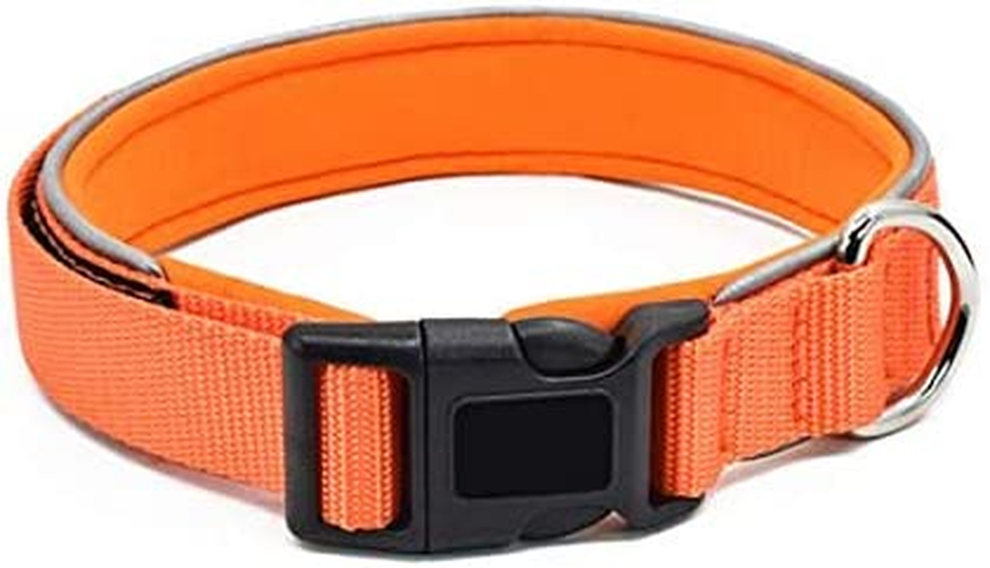 EZONEDEAL Heavy Duty Dog Collars for Medium Dogs - Nylon Puppy Collar, Medium Dog Collar, Pet Collar Suitable for Most of Male Female Dogs - Adjustable Breathable (Medium, Orange)
