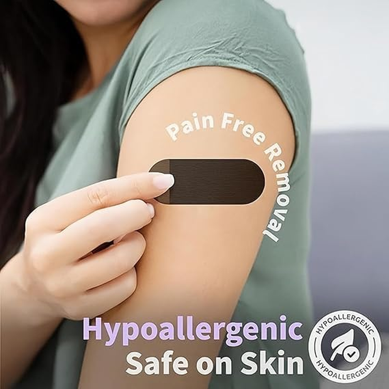 30 Pcs Black Premium Strip Tapes Hypoallergenic Painless Removal Tape, Strong Adhesive Tape Multi-Functional Suitable for Sleeping, Books, Bowling, Heel image number 5