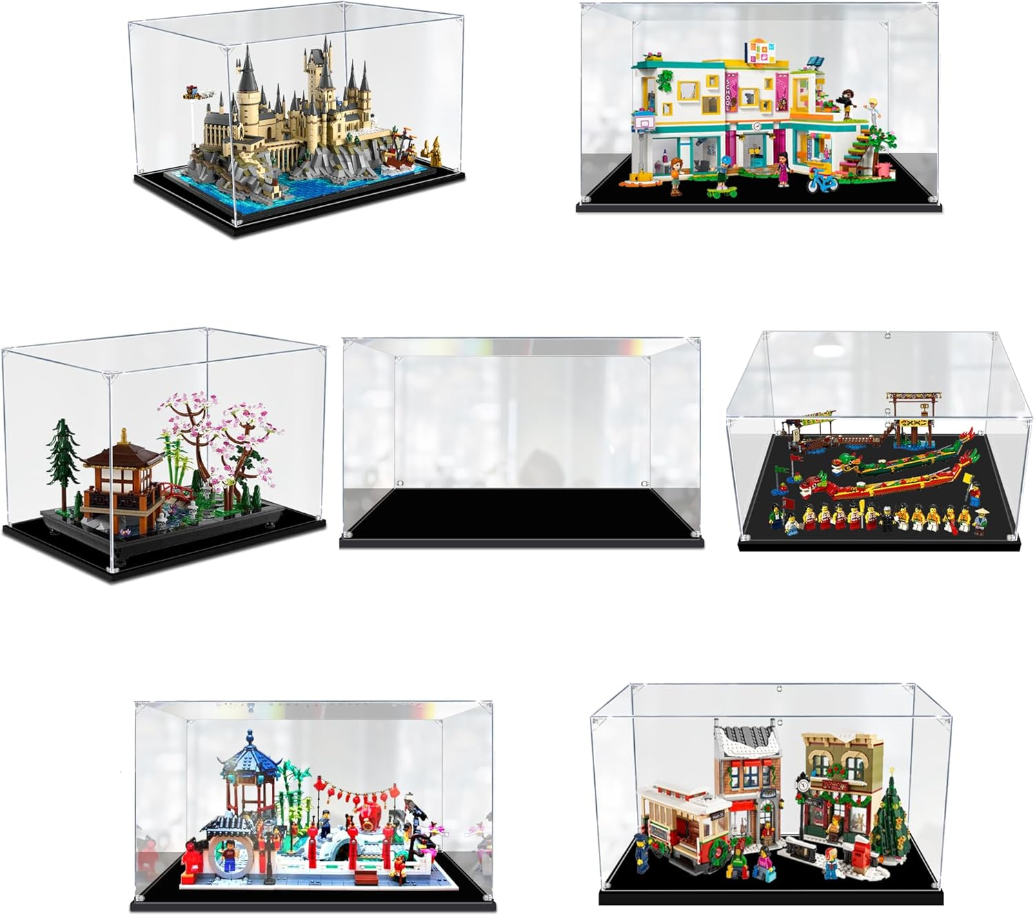 Acrylic Display Case for  10315 Icons Tranquil Garden, 76419 Harry Potter Hogwarts Castle and Grounds, 80107, 41731, 80103, 21317 and 10308 Dustproof Protection Clear Showcase image number 6