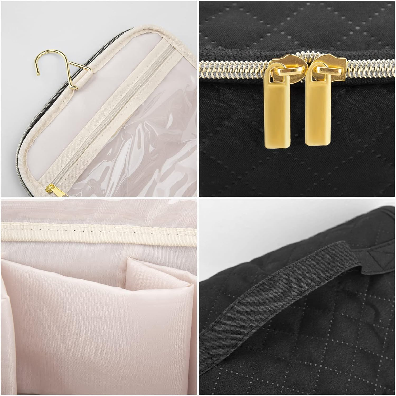 Linkidea Travel Carrying Case Compatible with Dyson Airwrap Styler, Portable Hanging Hair Dryer Storage Case with Side Mesh Pockets, Hair Dryer Accessories Organizer (Black), Black, M image number 4