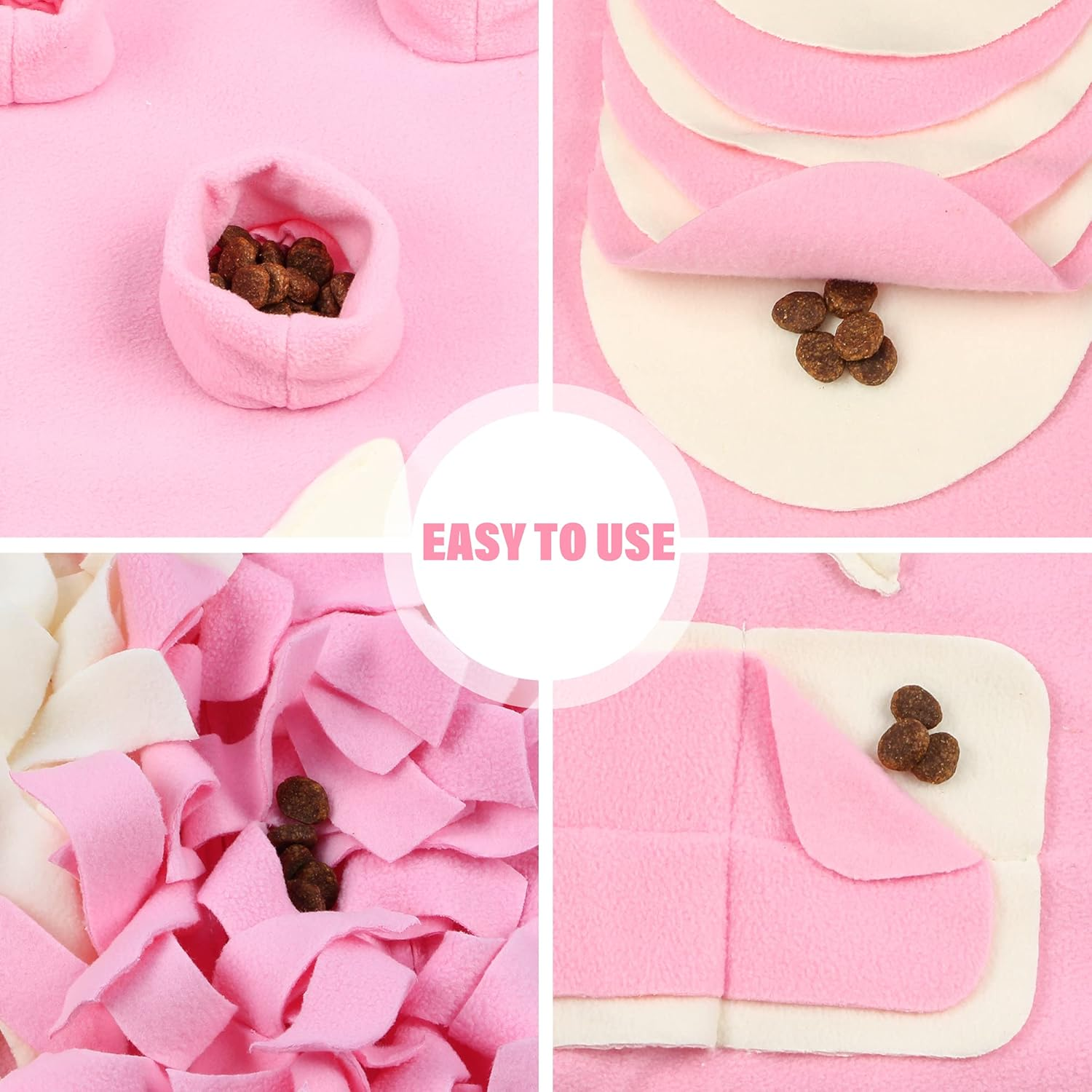 Stellaire Chern Snuffle Mat for Small Large Dogs Nosework Feeding Mat (23.6" X 39.4") Easy to Fill and Machine Washable Training Mats Pet Activity/Toy/Play Mat, Great for Stress Release - M & Pink image number 4