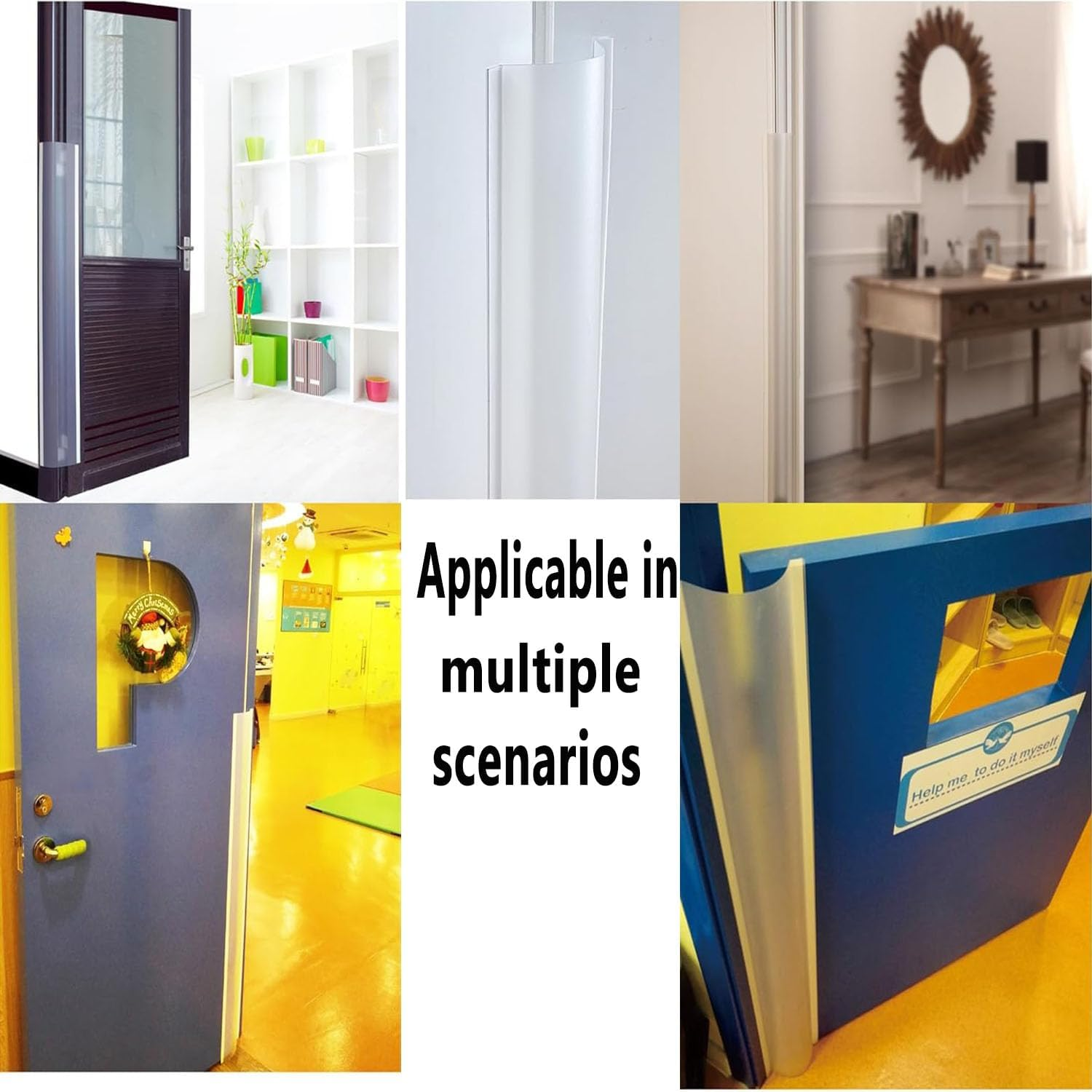 2 Pack Door Jam Shield Finger Pinch Guards,Anti-Pinch Protection Strip Guard,Finger Pinch Door Guard for 90 & Probably 180 Degree Doors,Anti Pinch Door Guard Pp Transparent for Front and Back Doors image number 2