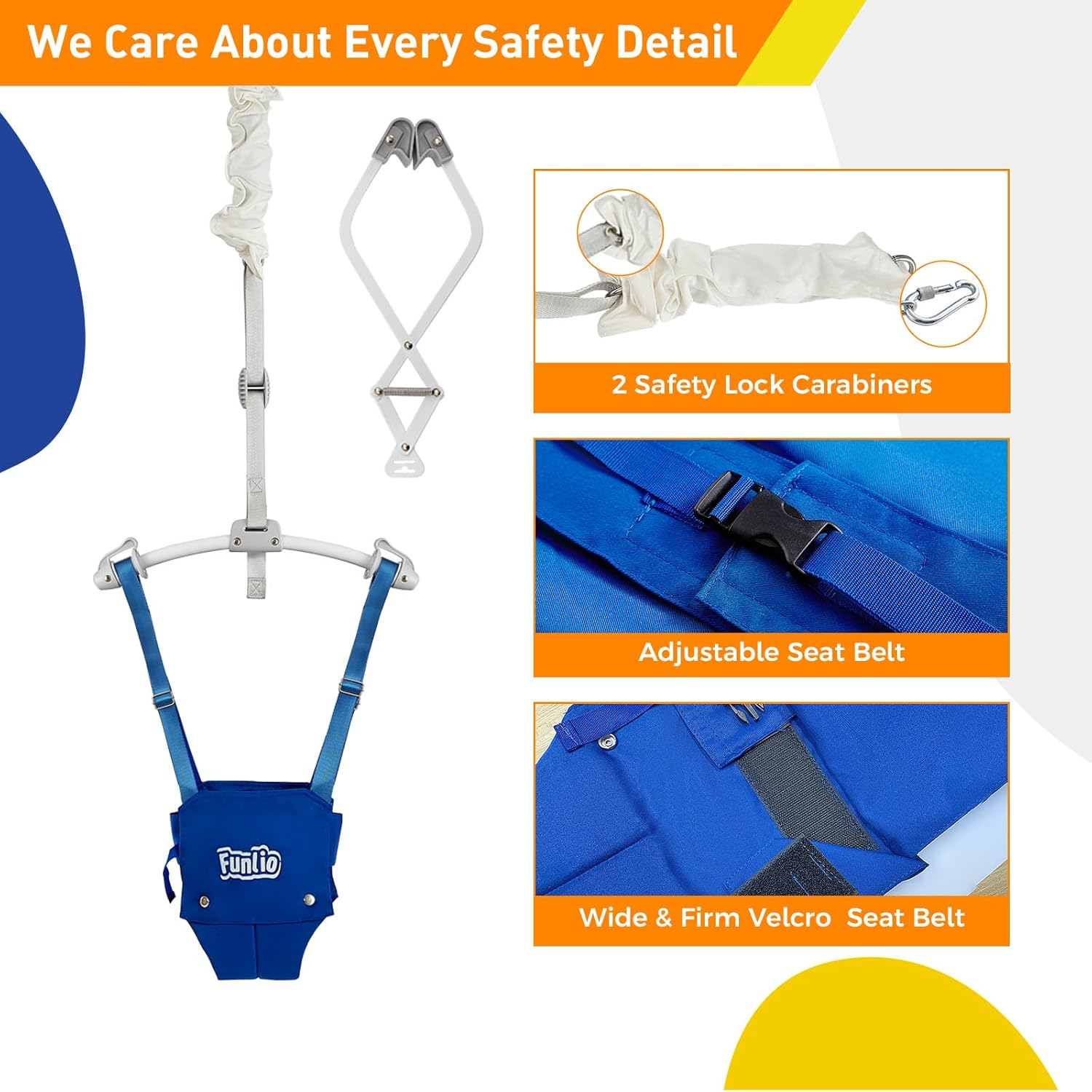 FUNLIO Baby Door Jumper for 6-24 Months (With Door Clamp), Jumper Doorway with Strong Spring & Adjustable Strap, Portable Infant Baby Bouncer, Easy to Assemble, Bearing 40 Lbs, CPC & CE Certified