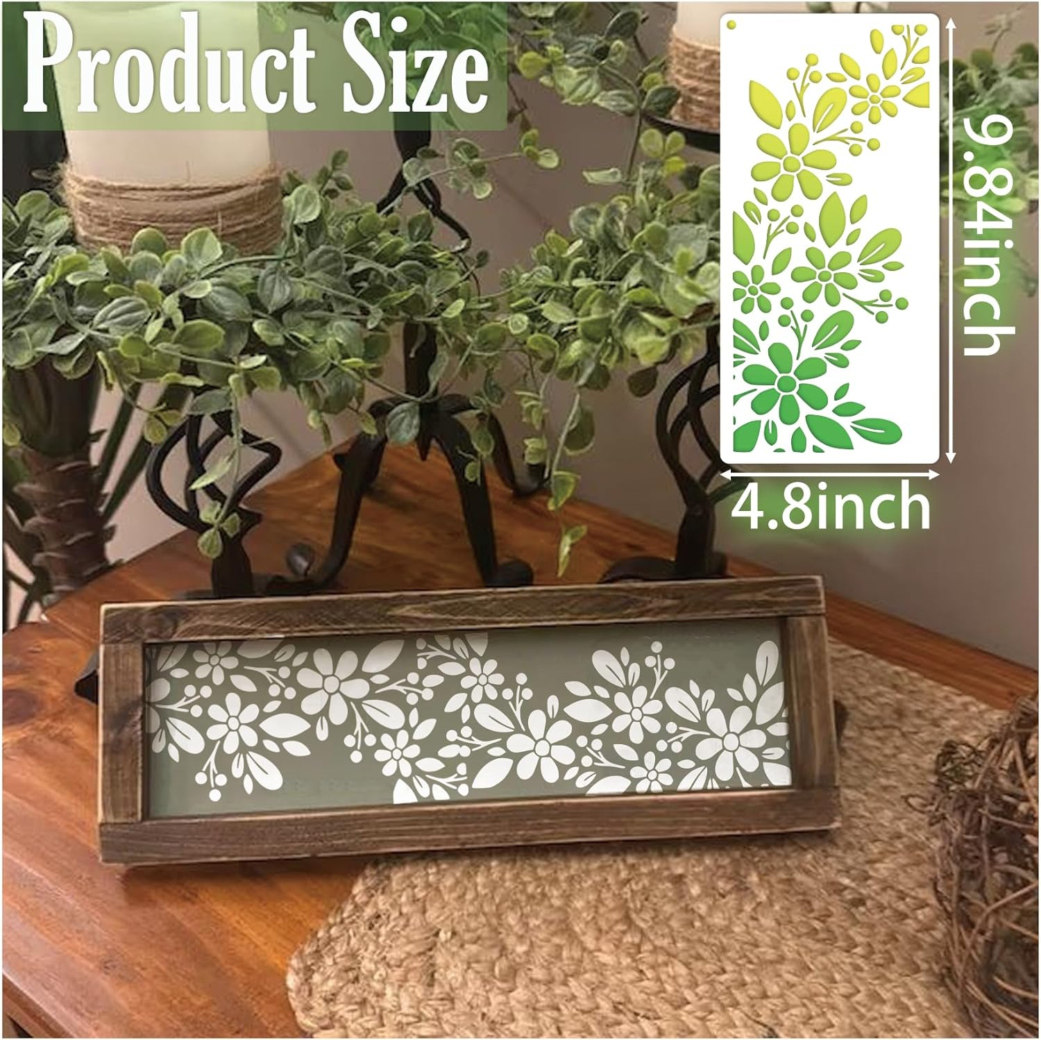 8 Pieces Stencils for Crafts Reusable Branches Musical Notes Stencil Floral Texture Background Layering Drawing Templates Stencils for Painting on Wood Furniture Paper (8 Branches) image number 3