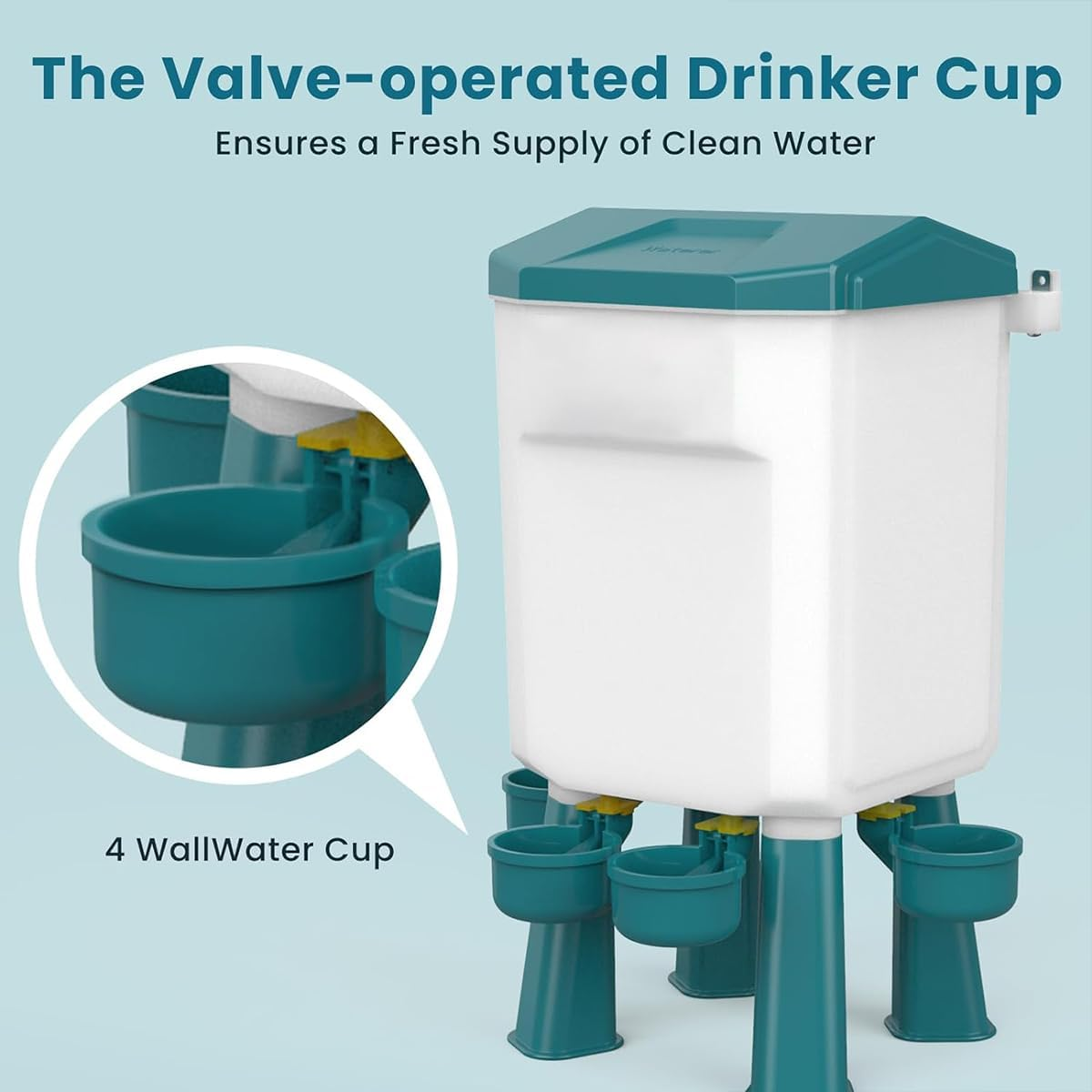 CLOUDSEASON Large Capacity Chicken Feeder and Waterer Set 12KG Auto Chicken Feeders and 11L Poultry Waterers Outdoor Chicken Water Feeder with Detachable Legs & Rain Hood (Green-12Kg+11L Set)