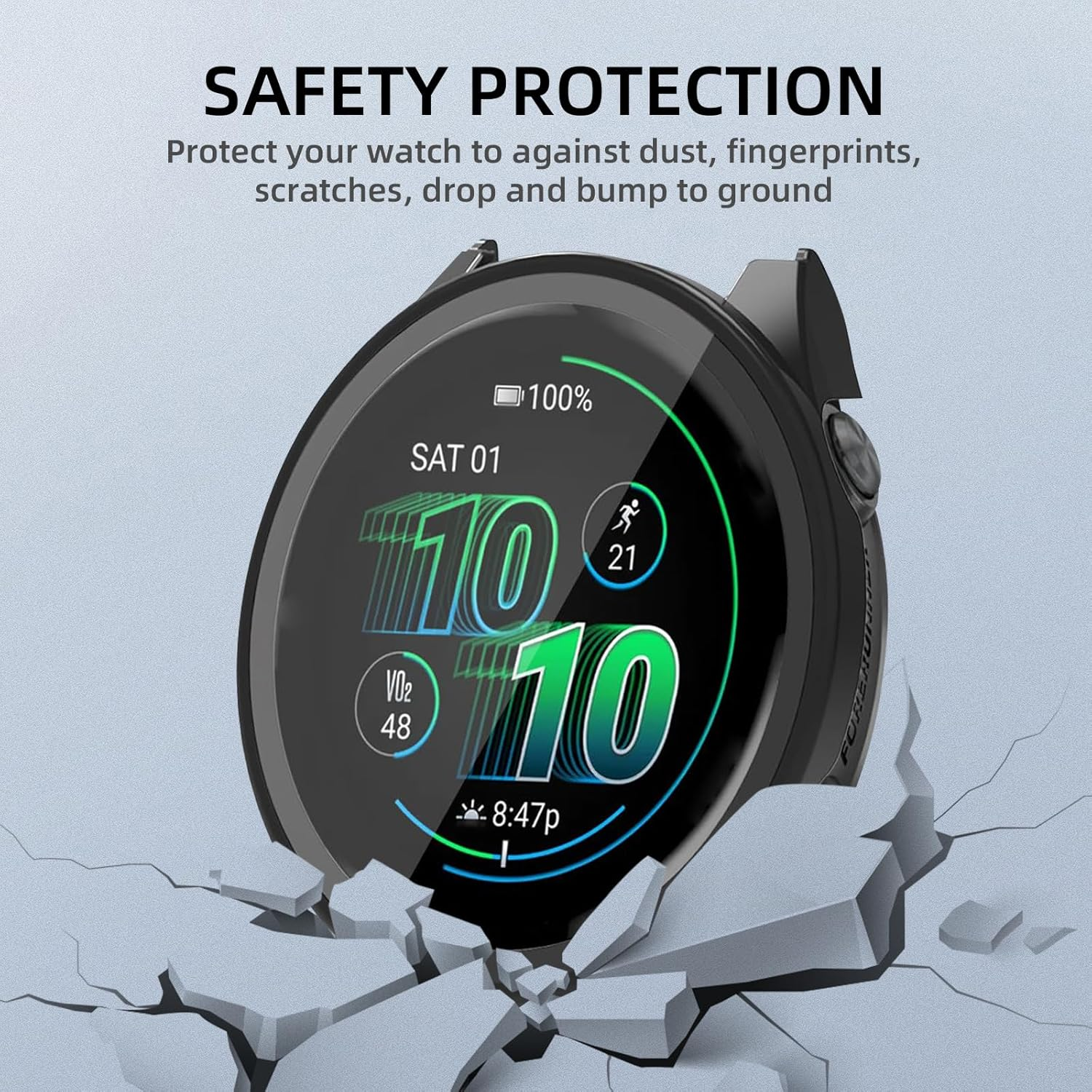 Yealred Case Compatible with Garmin Forerunner 570 42 Mm, Hard PC Case with Tempered Glass Screen Protector, Scratch-Resistant and Shock-Absorbing Protective Case for Garmin Forerunner 570 42 Mm image number 2