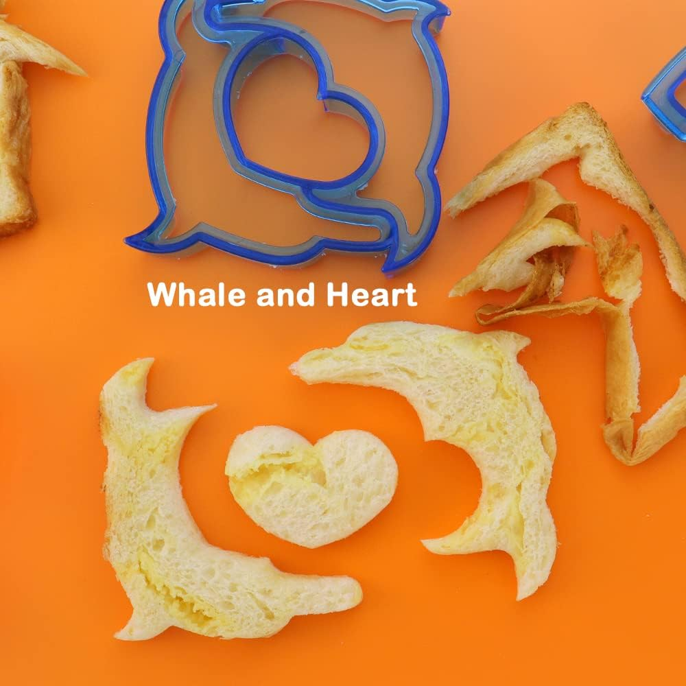 Hengke 3 Pcs Sandwich Mold Sandwich Cutter in Cute Color and Creative Shapes Sandwich Maker Crust Cutter for Kids Boys Girls DIY Lunch Bento Boxes Cookie (Dinosaur & Dolphin & Butterfly Shapes)