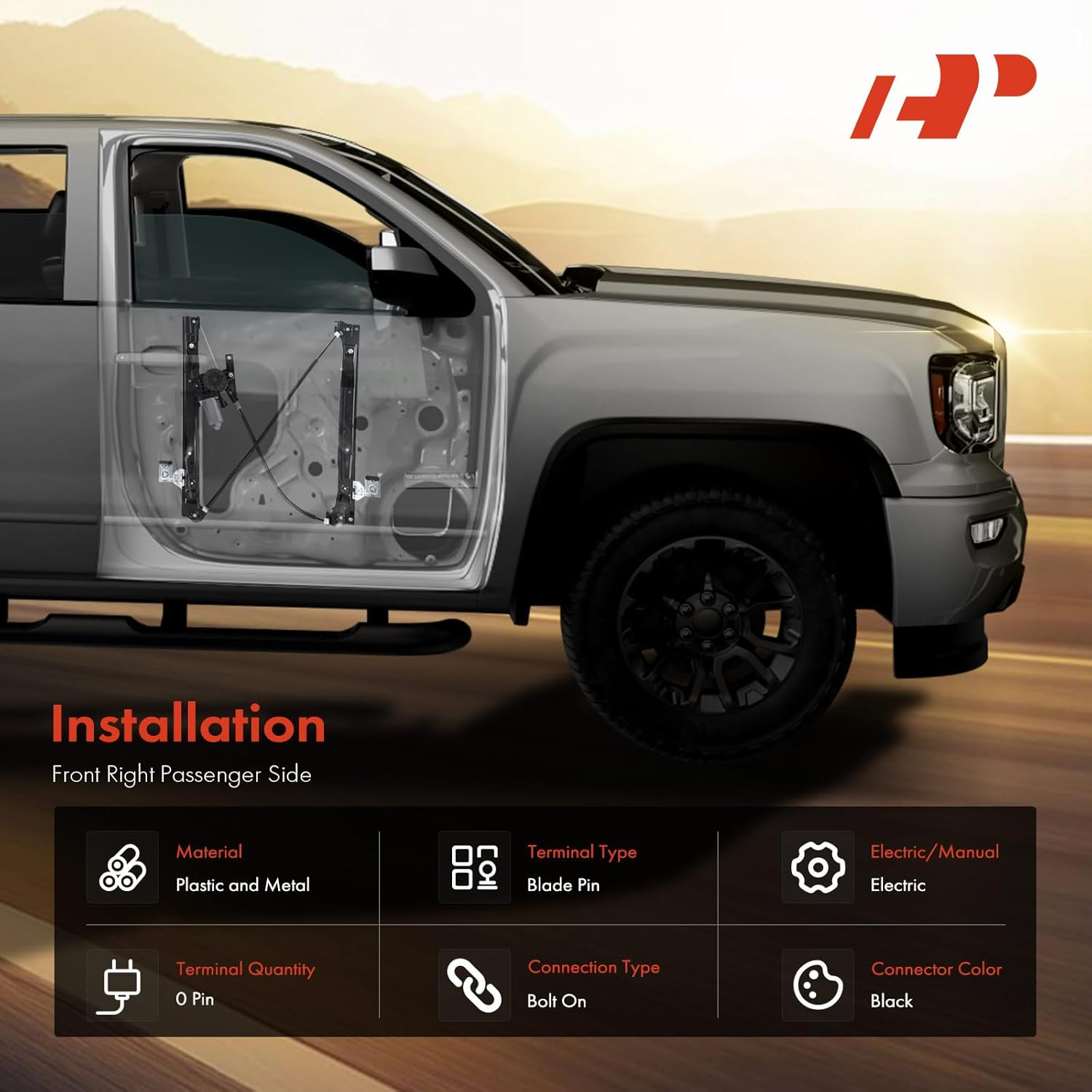 A-Premium Power Electric Window Regulator without Motor Compatible with Porsche 911 1999-2005 Front Right Passenger Side image number 1