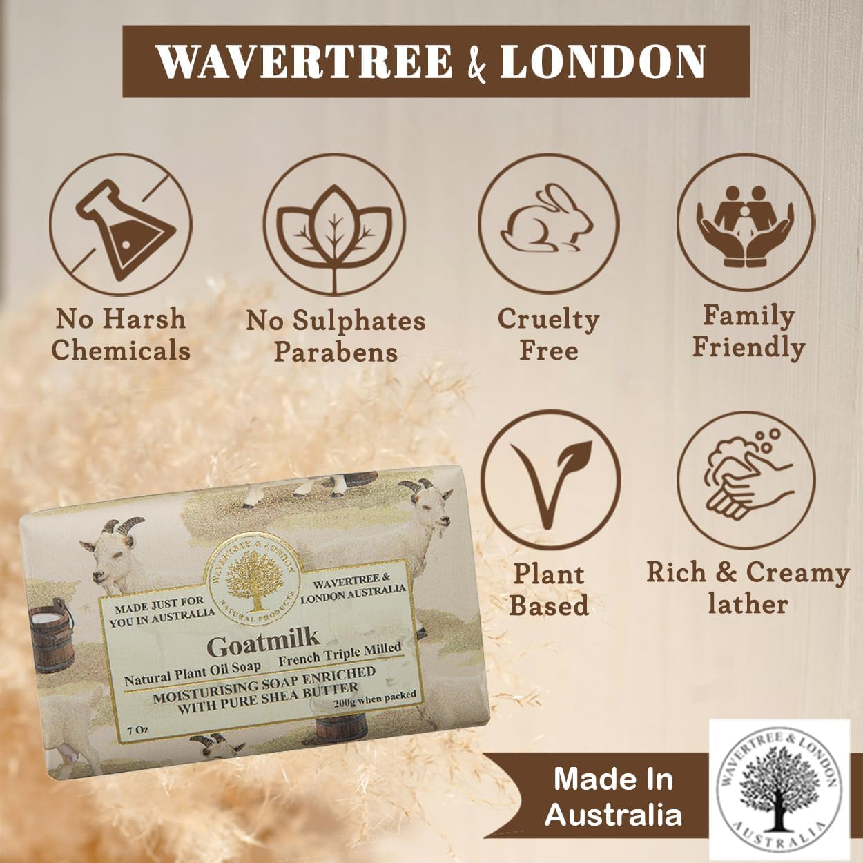 Wavertree and London Goatmilk Soap Bar 200 G image number 3