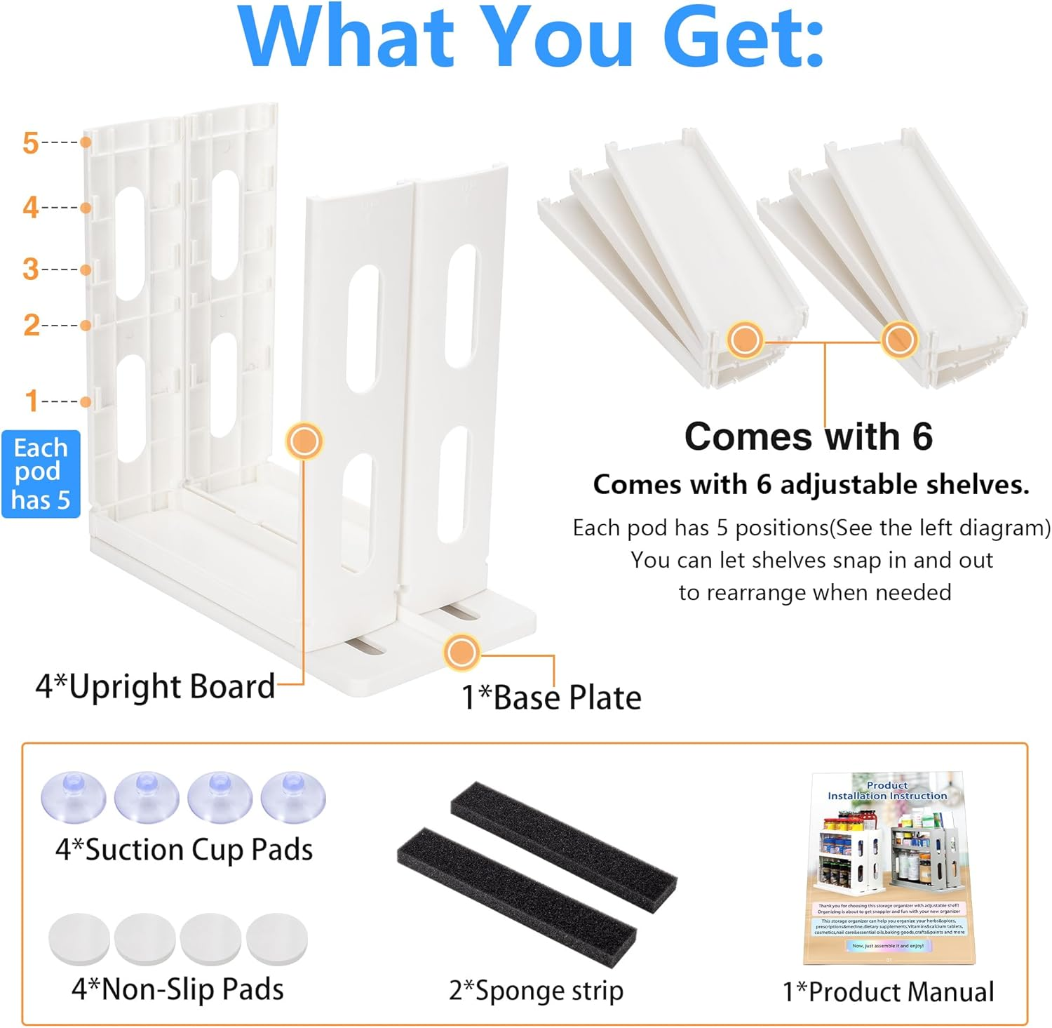 Wamlet Medicine Cabinet Organizer 2 Three-Decker Shelves Cabinet Storage Rack Organizer for Holding Vitamins, Supplements Cosmetics 10.82&rdquo;H X 5.82&rdquo;W X 10.43&rdquo;D (Advanced Grey) image number 3