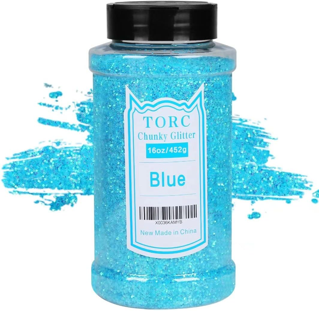 TORC Iridescent Blue Chunky Glitter 1 Pound 16 OZ Glitter for Resin Crafts Tumblers Cosmetic Makeup Nail Art Festival Decoration image number 2