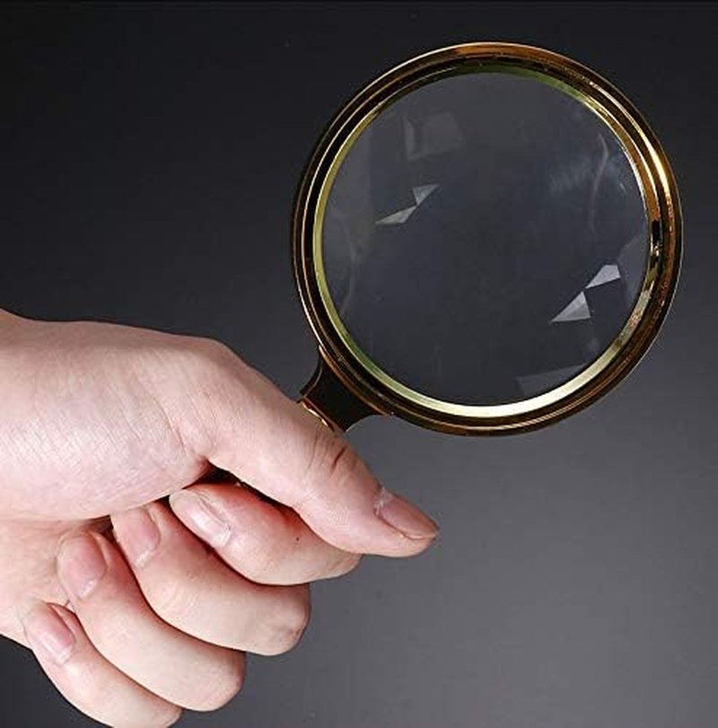 Magnifying Glass 6X + 8X Magnification Magnifier Handheld Magnifier for Science, Reading Book, Inspection. (6X Gold) - Gold image number 2
