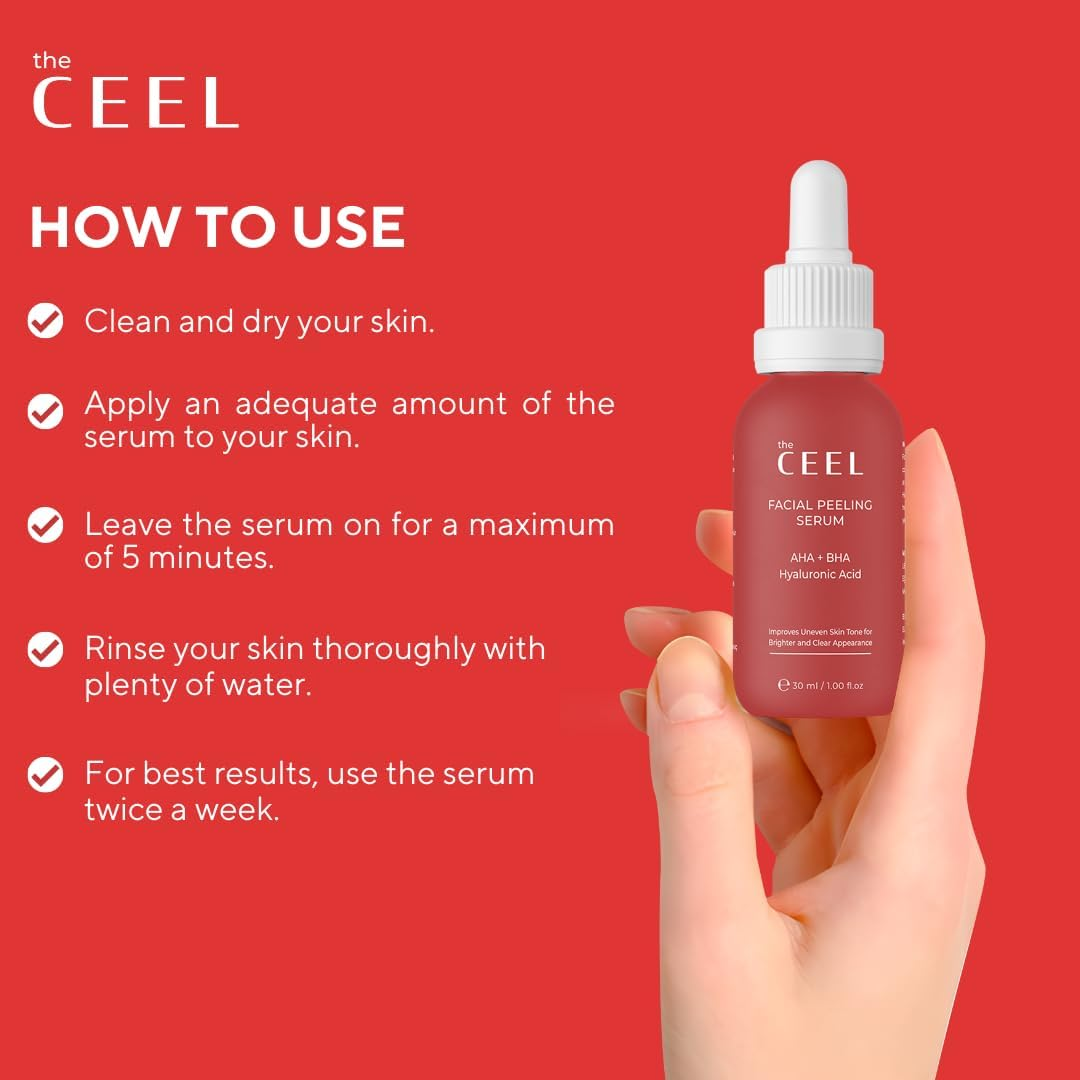 Facial Peeling Serum with 10% AHA 2% BHA, Saliscylic Acid Serum for Blemishes, Chemical Peel at Home, Glycolic Acid Peel with Hyaluronic Acid,Aha and BHA, 1.00 Fl.Oz (30 Ml)