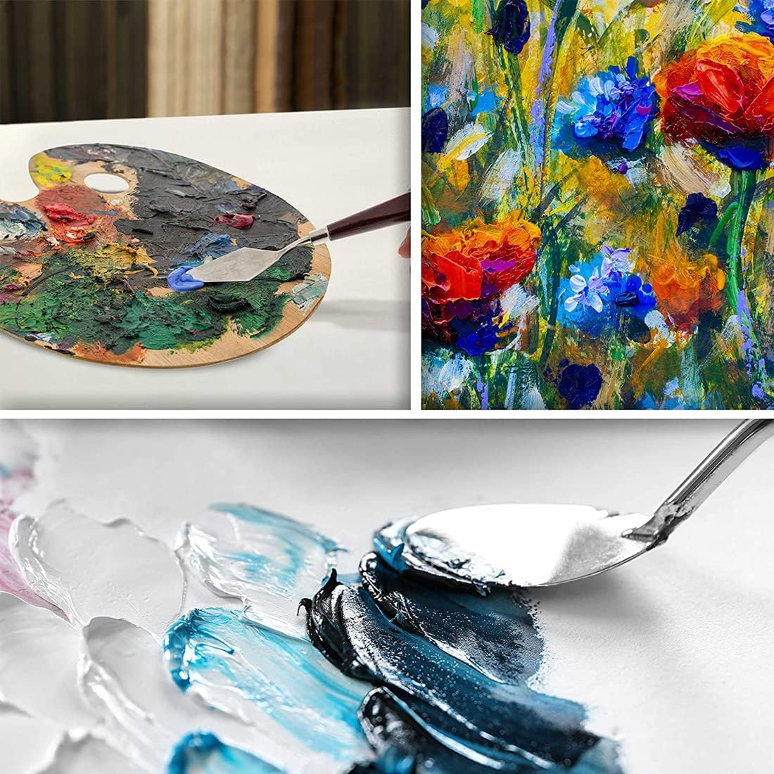 Artist Painting Knives Set - 5 Pieces Painting Knives Stainless Steel Spatula Palette Knife Oil Painting Accessories Color Mixing Set for Oil, Canvas, Acrylic image number 3