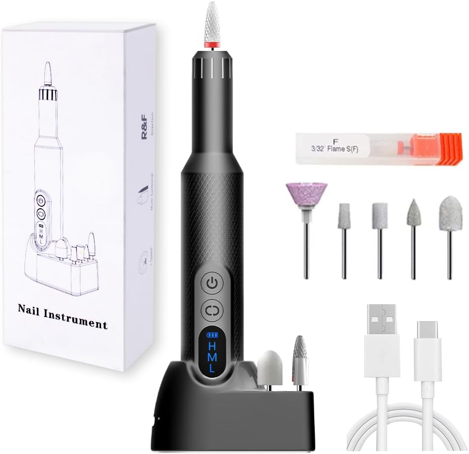 Pinkiou Nail Cutter for Gel Nails, Professional Electric Nail File, Manicure Set Electric, Electric Nail File 20000 Rpm, Adjustable Speed for Beginners