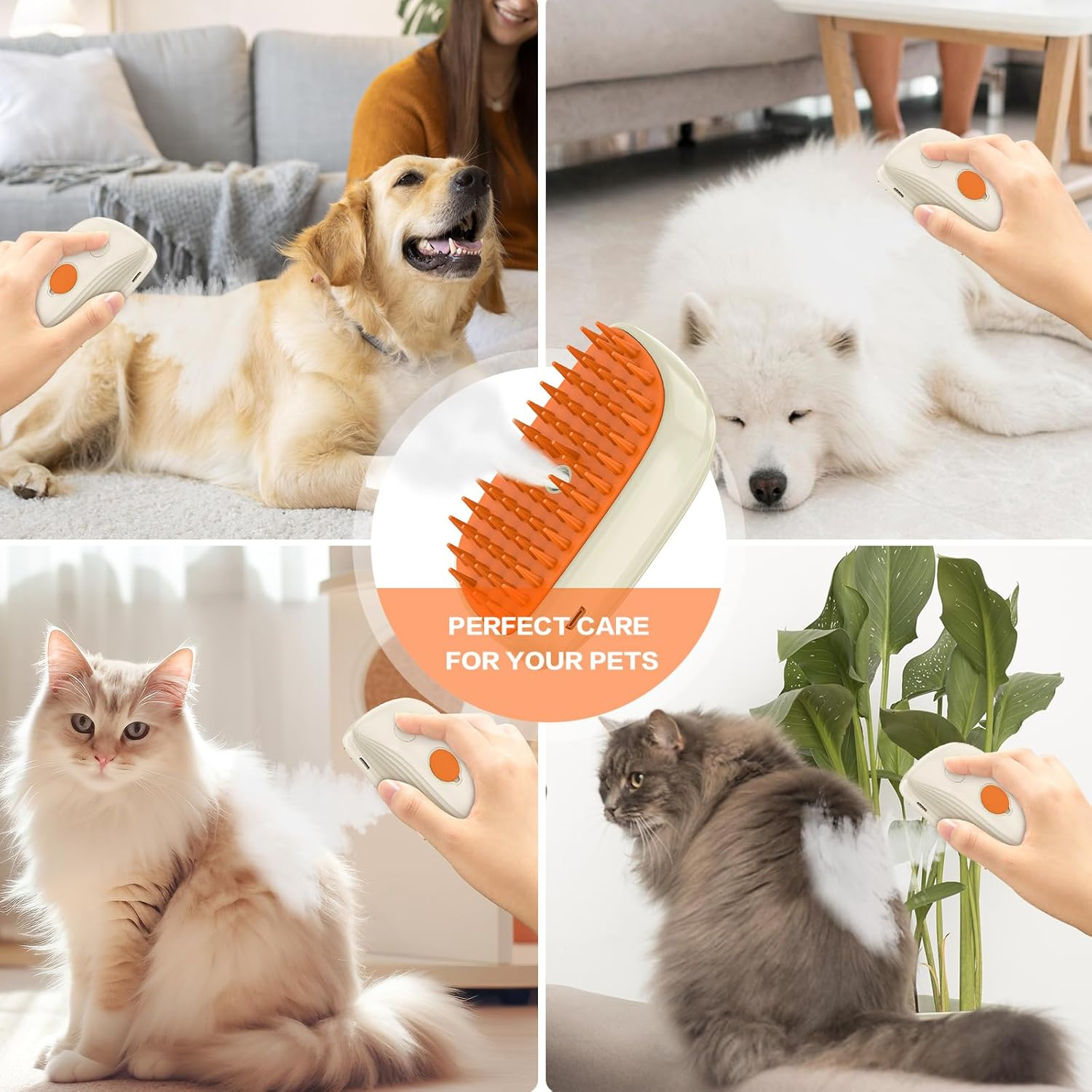 Cat Brush with Steam, 3-In-1 Steam Brush Cat Steamy Brush Cat Steam Brush for Cats with Spray Cat Brush with Water Cats Steam Brush Care Brush for Cats and Dogs for Hair Removal image number 3