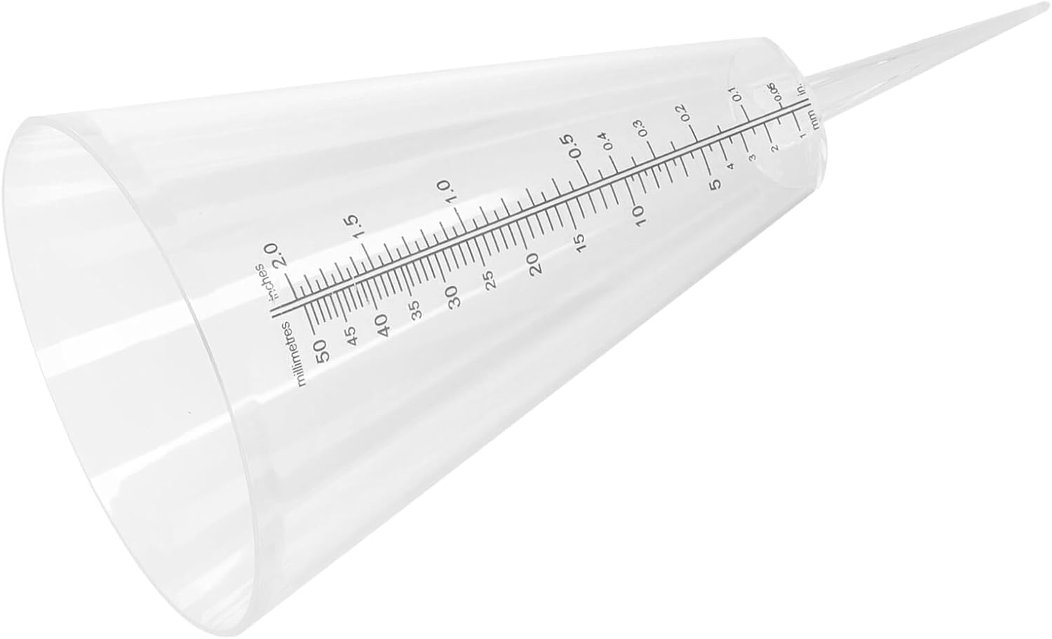 Plastic Rain Gauge with Scale Conical Measuring Cup with Ground Spike for Garden and Agricultural Rainfall Monitoring Transparent Outdoor Water image number 6