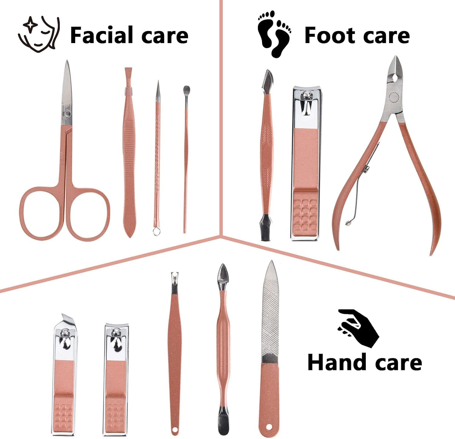 12-Piece Professional Manicure and Pedicure Kit with Nail Clippers and Beauty Tools for Home and Travel, Gift Sets for Women - Ermaoo image number 3