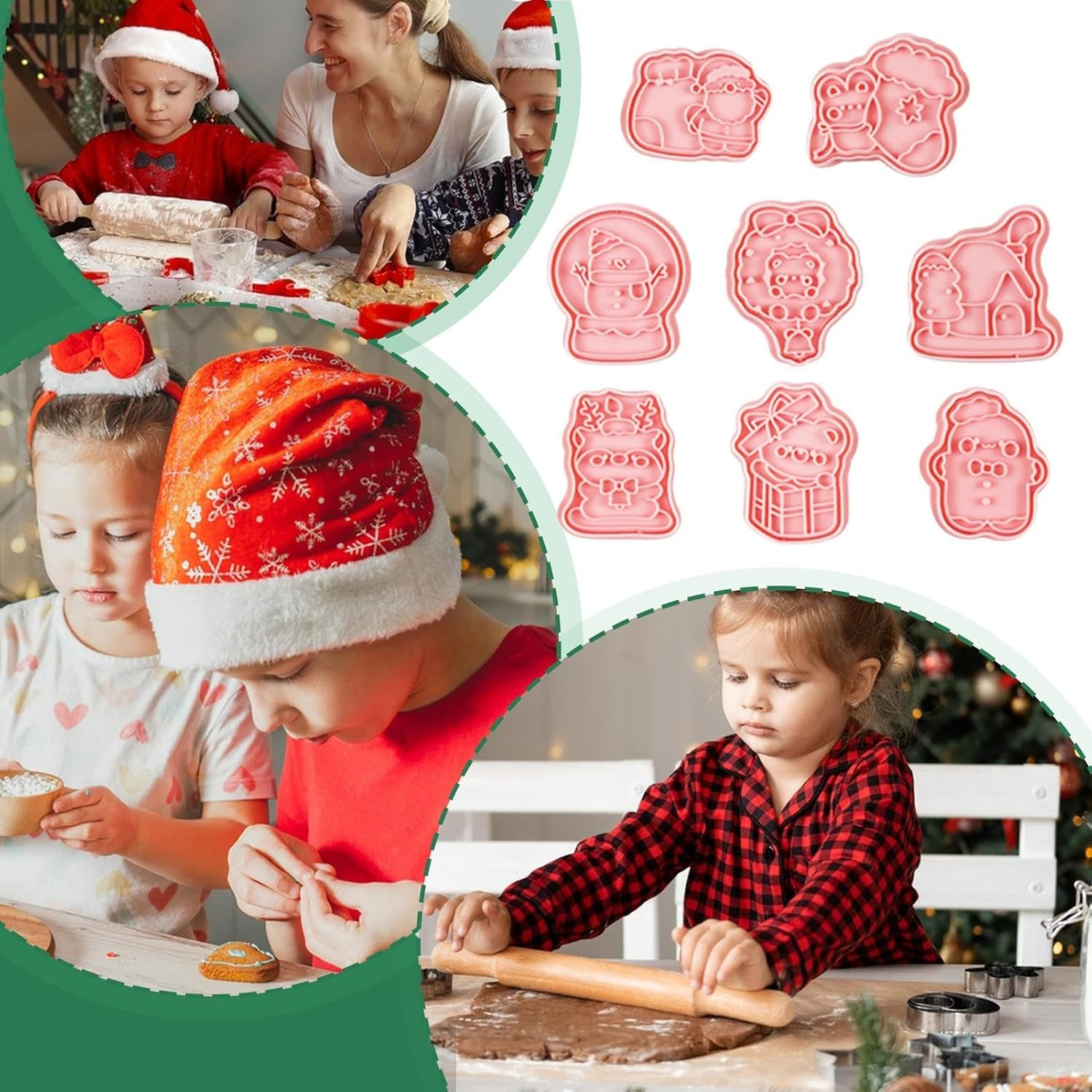 Christmas Cookie Cutters - 8X Kitchen Baking Tool - Cookie Molds Mould Funny Press Cookie Cutter for Baking Tool image number 1