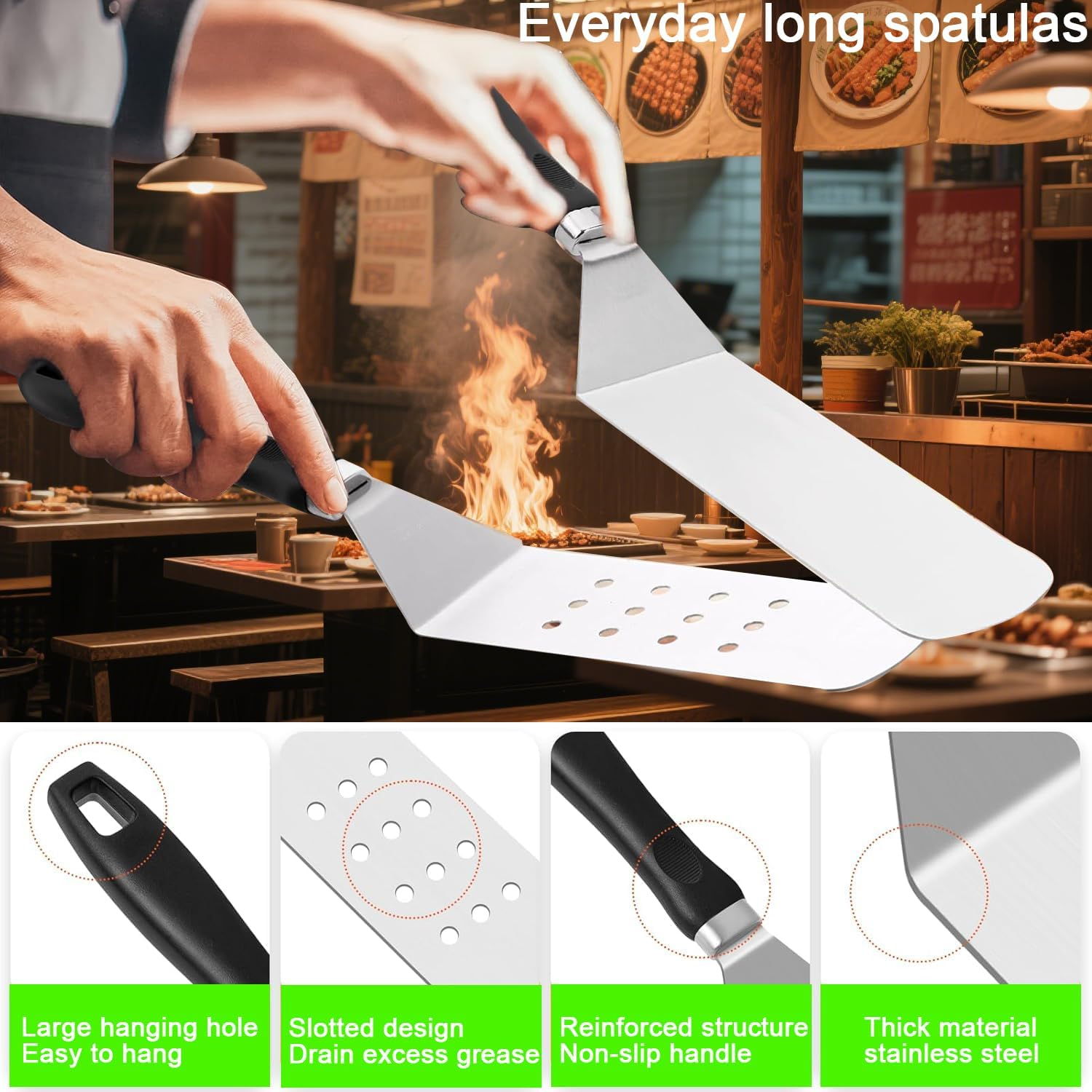 35PCS Griddle Accessories Kit, Flat Top Grill Accessories Set for Blackstone and Camp Chef, Grill Spatula Set with Enlarged Spatulas, Basting Cover, Scraper Tools for Outdoor Backyard Garden Barbecue