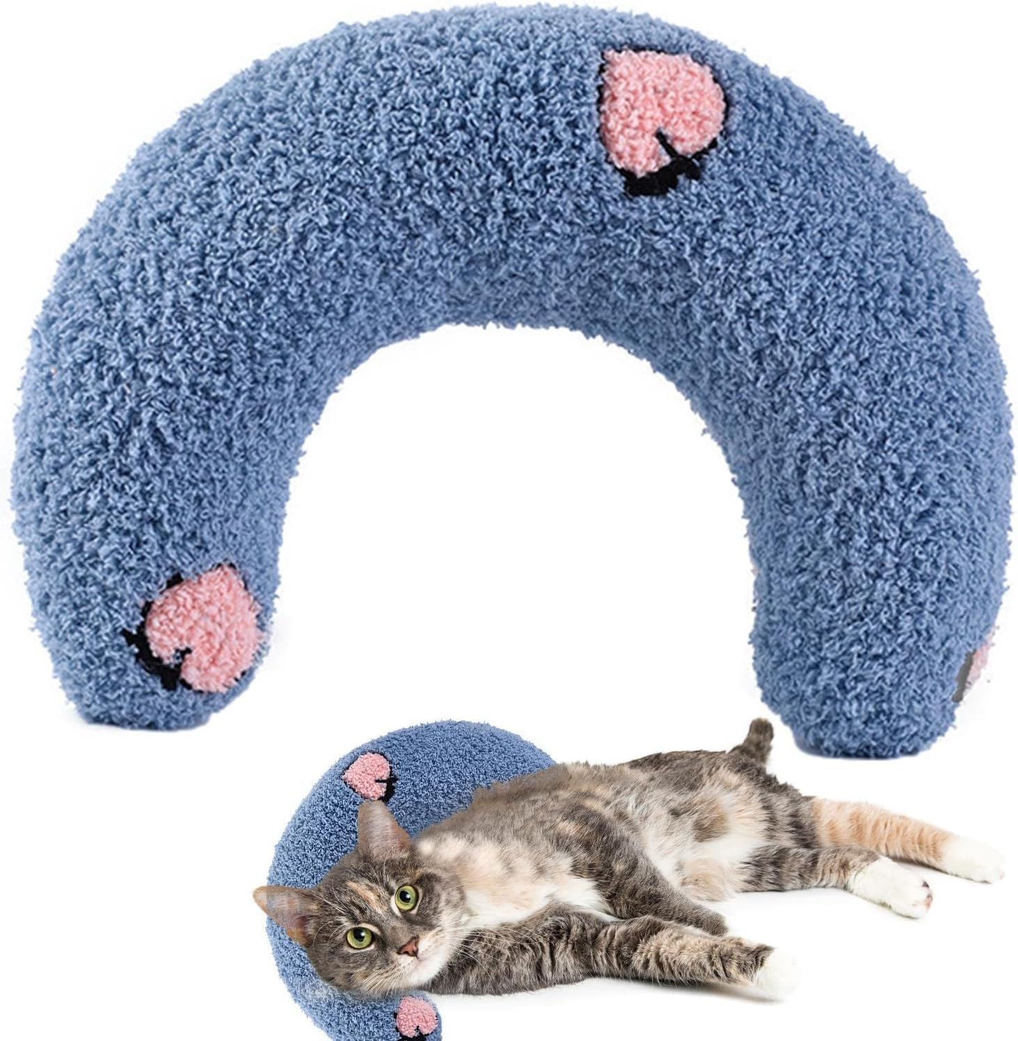 Small Pillow for Cats Head | Fashion Neck Protector Deep Sleep Puppy U-Shaped Pillow - Half Donut Cat Pillow for Cats Bed Mat, and Small Dogs Puppy image number 1