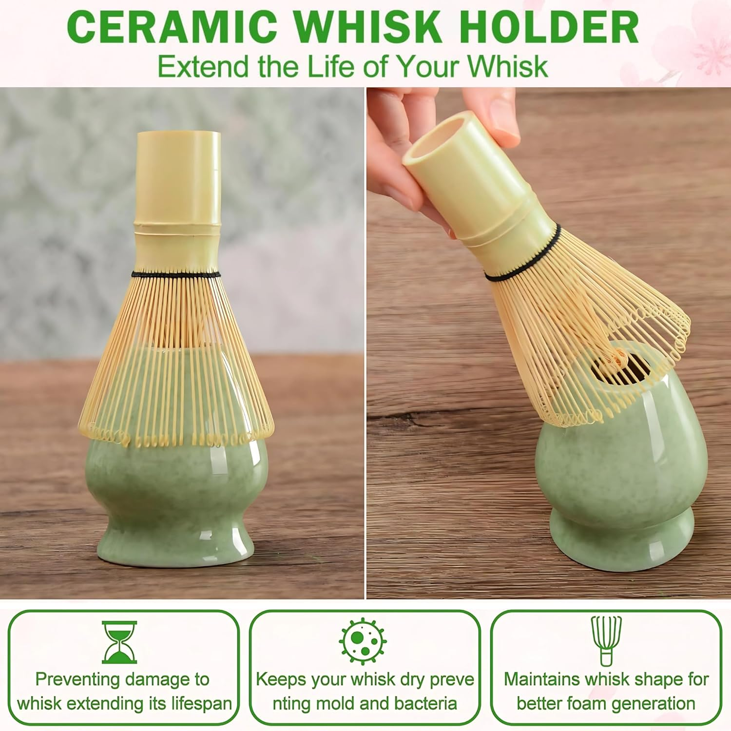 7PCS Premium Japanese Ceramic Matcha Whisk Set Traditional Ceremonial Matcha Kit Tea Set with Bowl, Bamboo Whisk, Sifter, Spoon, Whisk Holder, Tea Towel Best Gift Set for Men & Women Birthday/Wedding image number 1