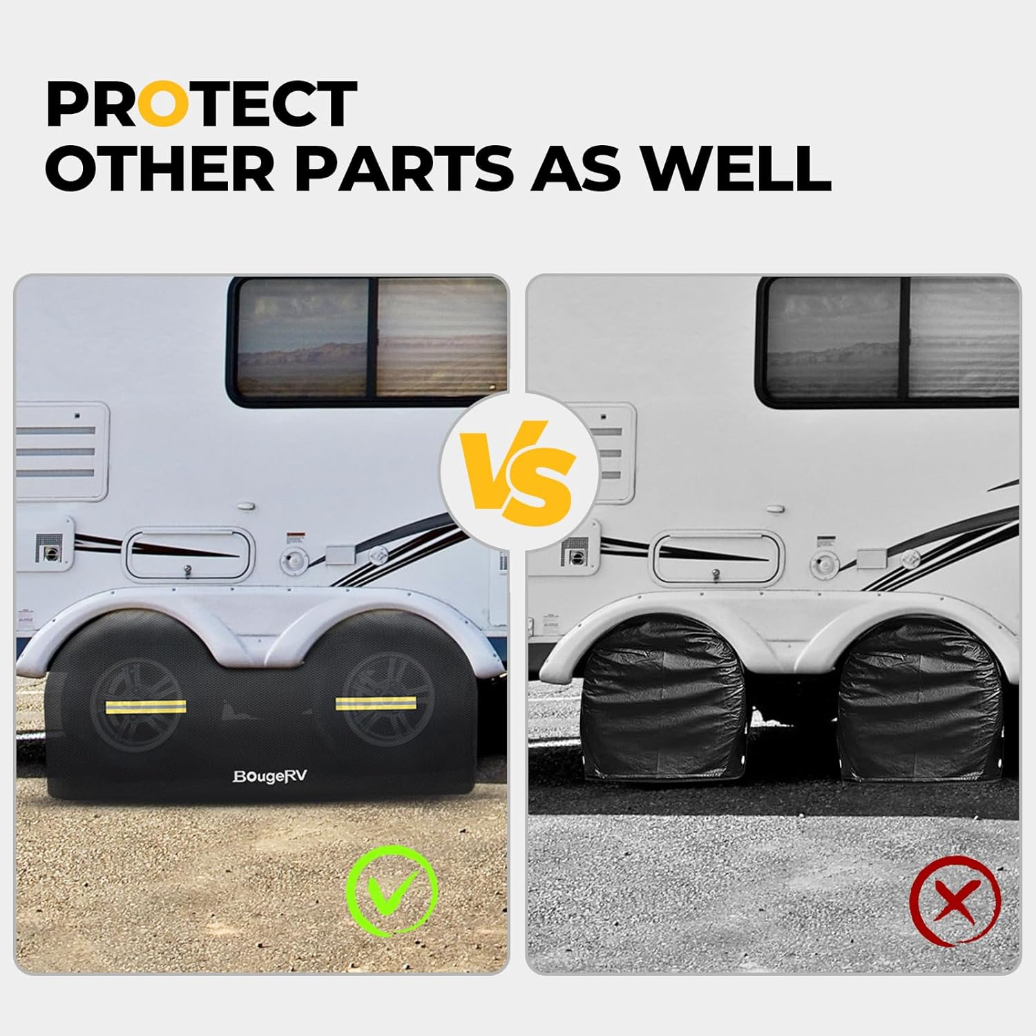 Bougerv RV Tire Covers, Dual Axle Wheel Cover (2 Packs) Fits 30"-33" Diameter Tires, Black Waterproof Anti-Uv Tire Covers RV Accessories for Rv/Trailer/Truck/ image number 2