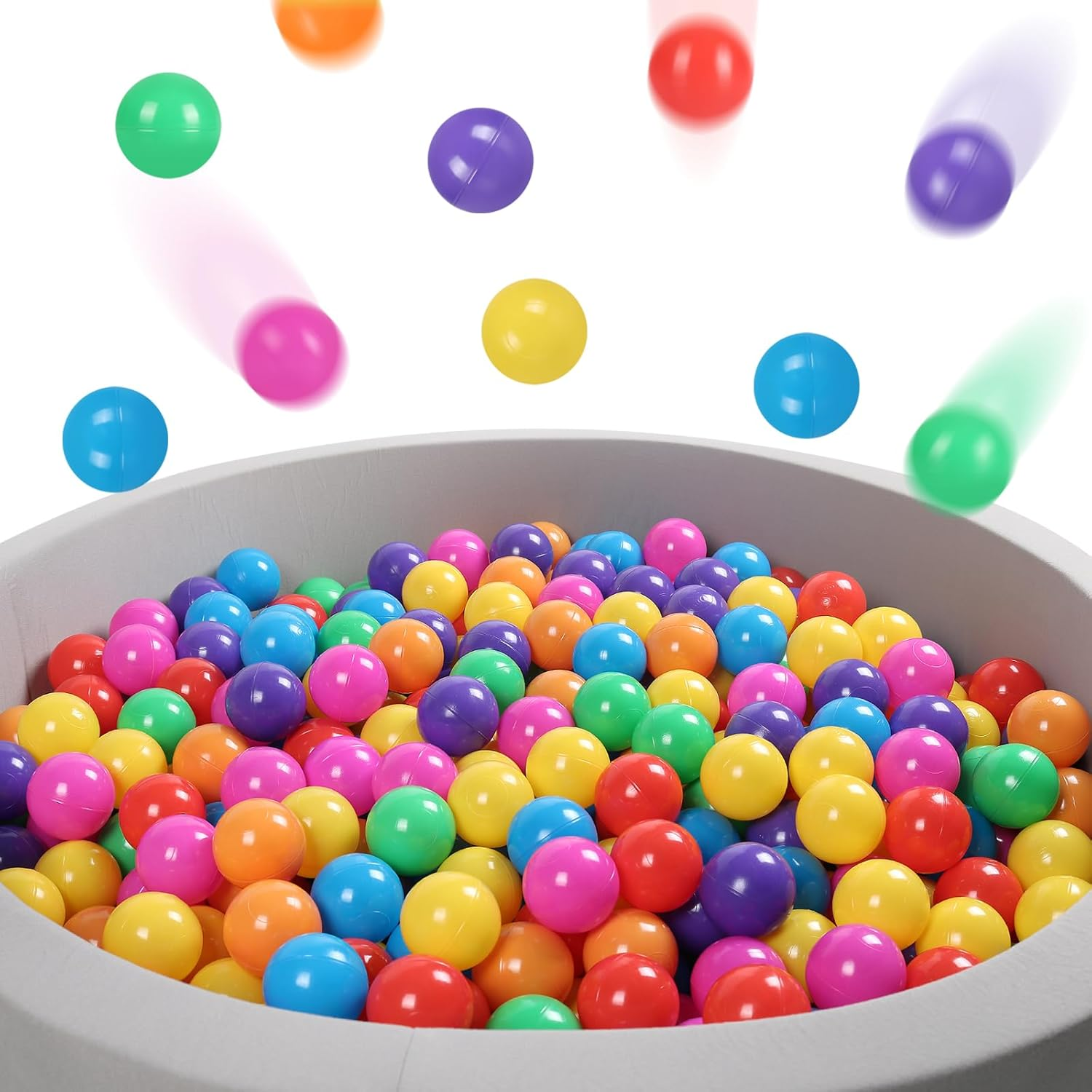 MODEREVE 100 Pack Balls for Ball Tent, BPA Free Colorful Plastic Balls Baby Play Balls for Ball Pit, Bounce House, Baby Pool & Playhouse image number 1