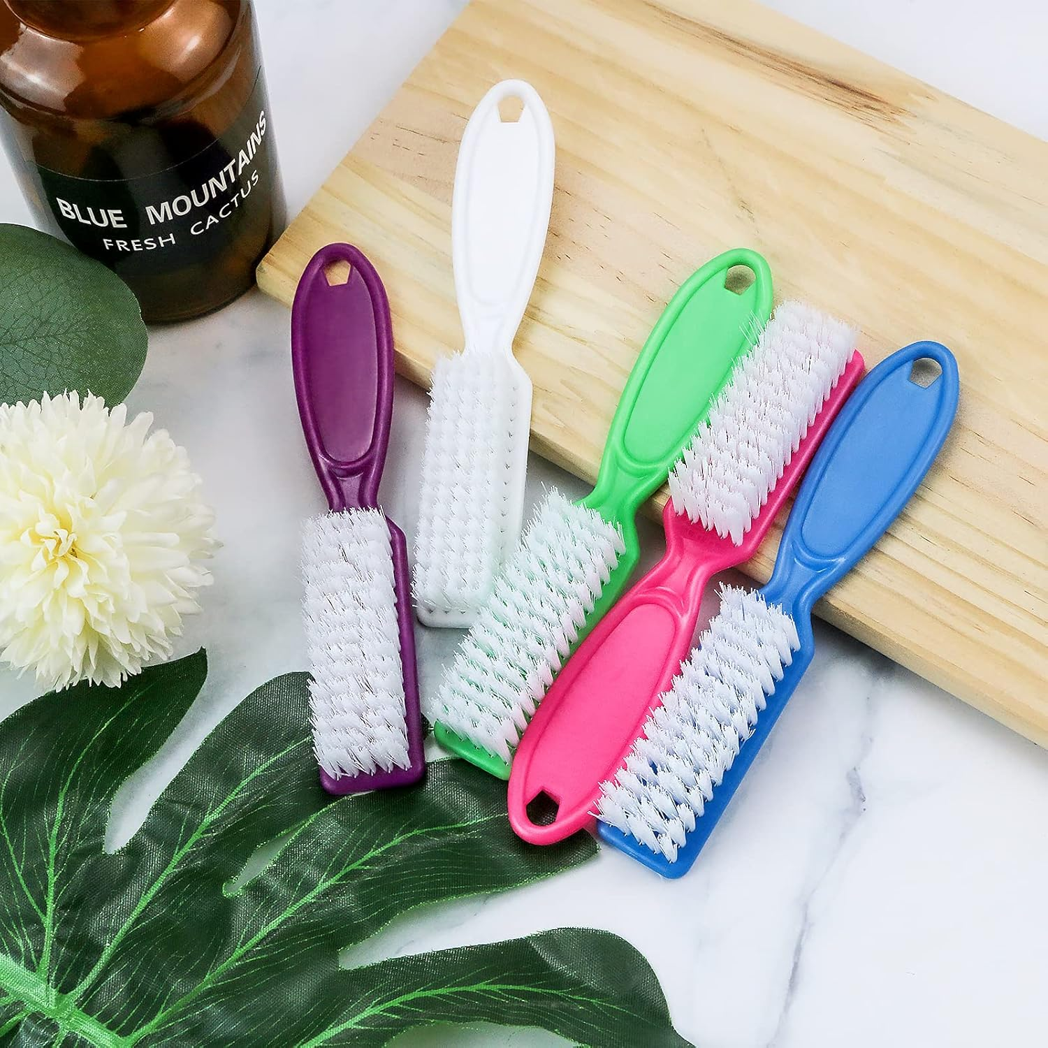 Fyess 25 Pcs Handle Grip Nail Brush Finger Nail Brushes Hand Fingernail Scrub Brush Nail Cleaner Long Handle Pedicure Brushes image number 5