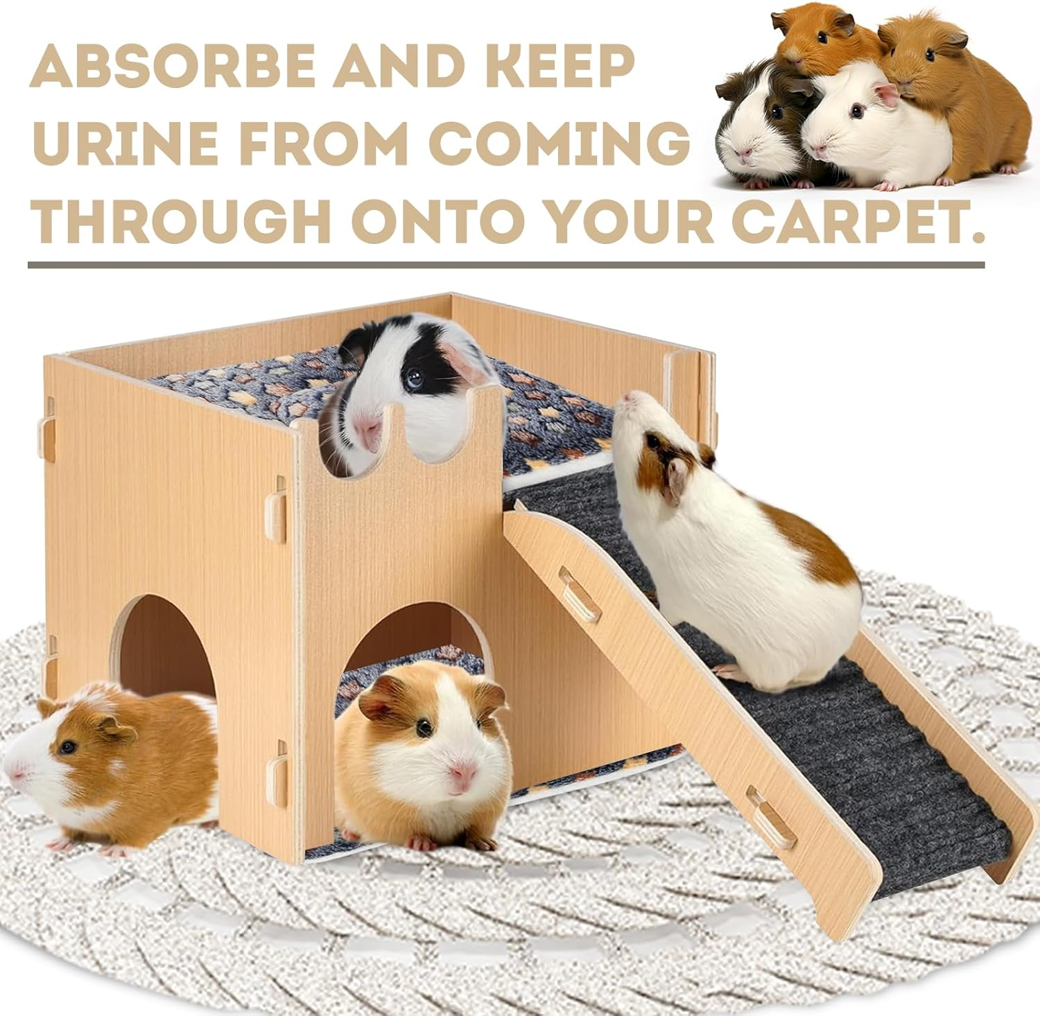 2 Pack Guinea Pig Bed - 10 X 13 Inch Guinea Pig Pee Pads Bedding - Washable and Thickness Upgrade