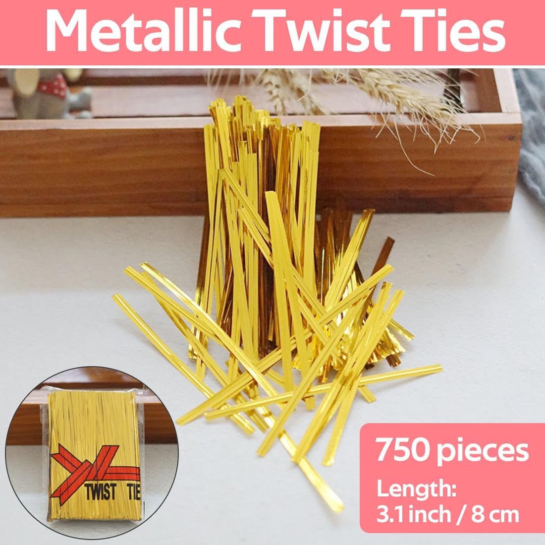 Betterjonny Cake Pop Treat Bag Set, Including 100 Parcel Bags 100 Papery Treat Sticks 800 Metallic Twist Ties and Meat Baller, Cake Pops Making Tools for Candies, Chocolates and Cookies image number 1