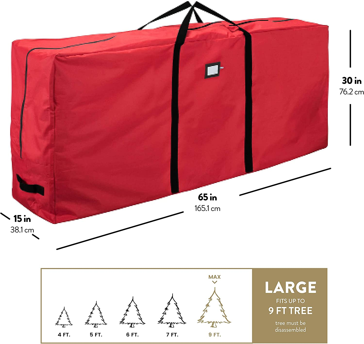 Premium Large Christmas Tree Storage Bag - Fits up to 9 Ft. Tall Artificial Disassembled Trees, Durable Handles & Sleek Dual Zipper - Holiday Xmas Bag Made of Tear Proof 600D Oxford - 5 Year Warranty