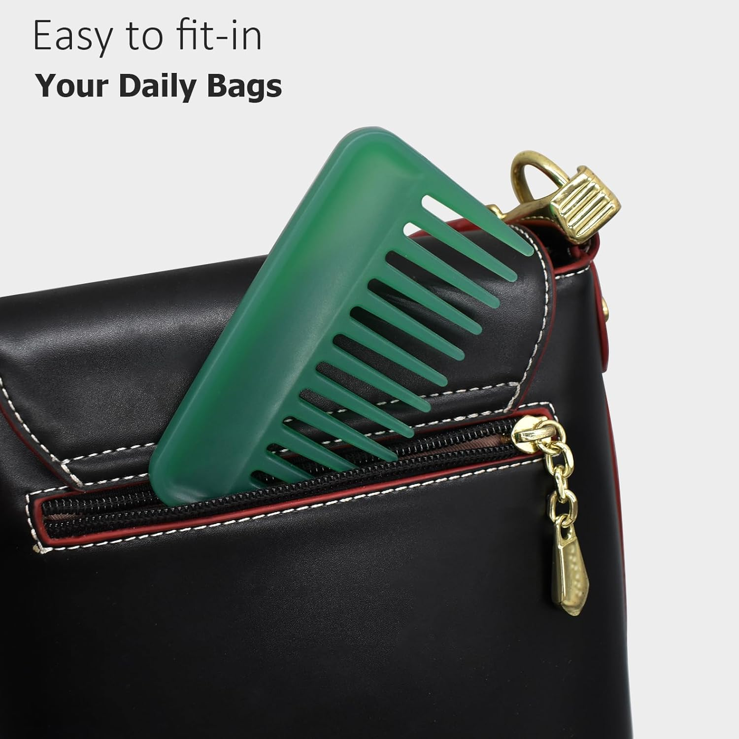 Professional Hair Comb, Streaker Texture Pocket Size Detangling Combs for All Hair Types, Women, Men, Kids, Home, Office, Car, Travel, Handbag, Gym Bag (Green, 1) image number 5