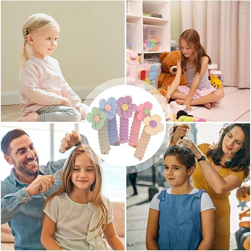 Colorful Flower Braided Phone Cord Hair Bands, 10Pcs Colorful Telephone Wire Hair Band Phone Cord Hair Bands,Colorful Telephone Wire Hair Band Spiral Hair Bands,Colorful Telephone Wire Hair Bands image number 5