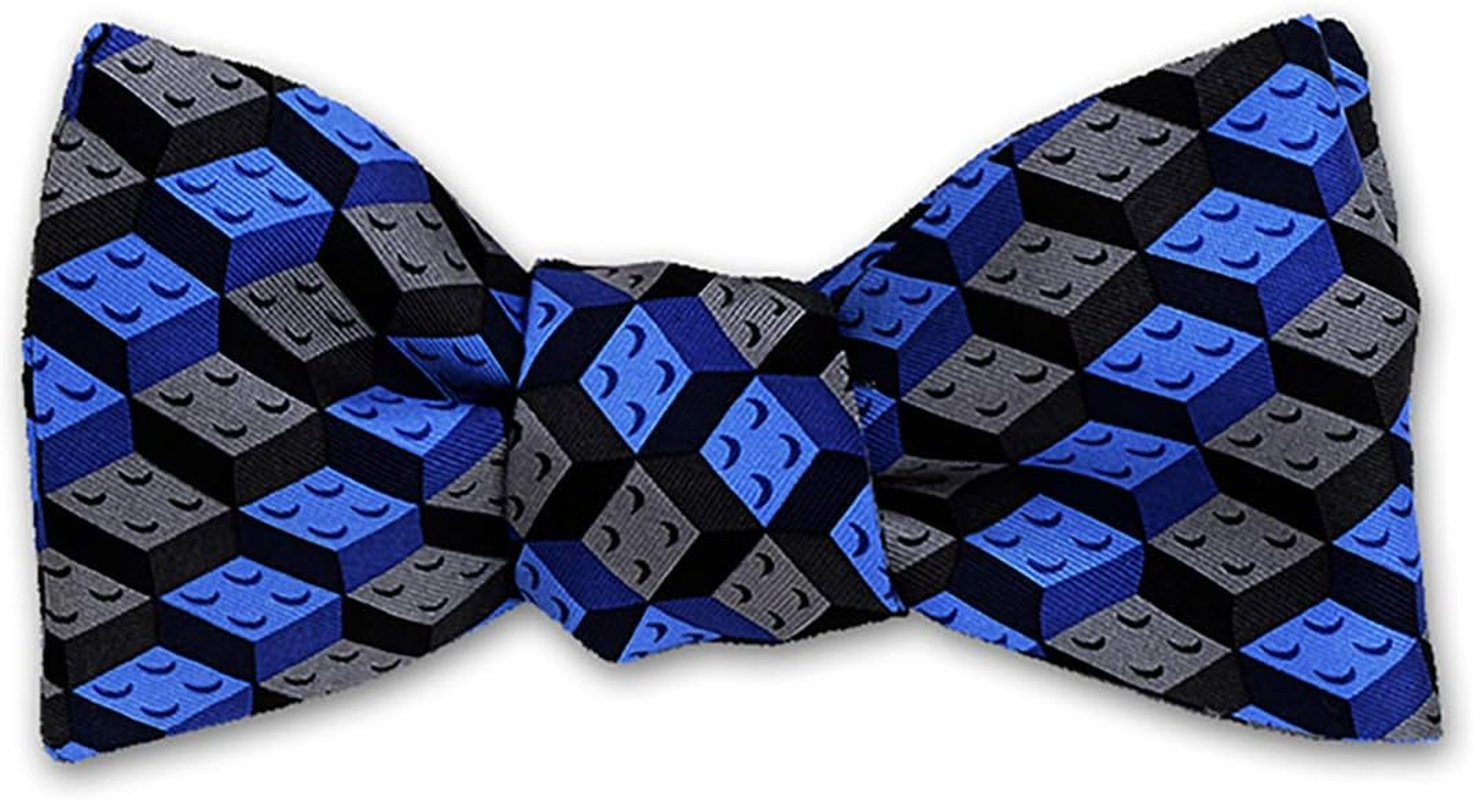Josh Bach Mens Building Blocks Silk Bow Tie ( Inspired), Blue Made in USA image number 1