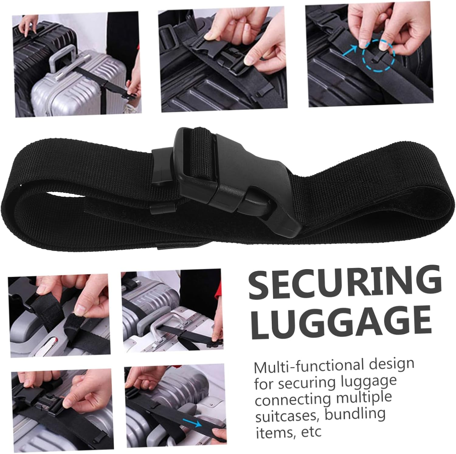 GAXIRE Adjustable Luggage Straps Buckle Belt, Travel Bag Belt for Multiple Suitcases, Sturdy Suitcase Bundling Strap with Quick-Release Buckle, for Travel and Cargo Security