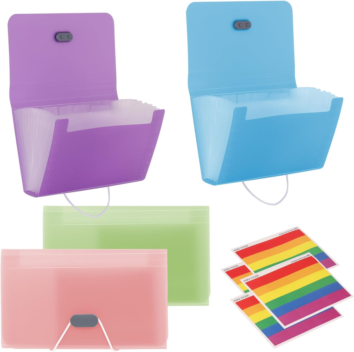 4Pcs A6 Expanding File Folder with Label, 13-Pockets Mini Accordion File Organizer Portable Receipt Organizer Mini Organizer Wallet for Storage Invoice Receipt Cards image number 3