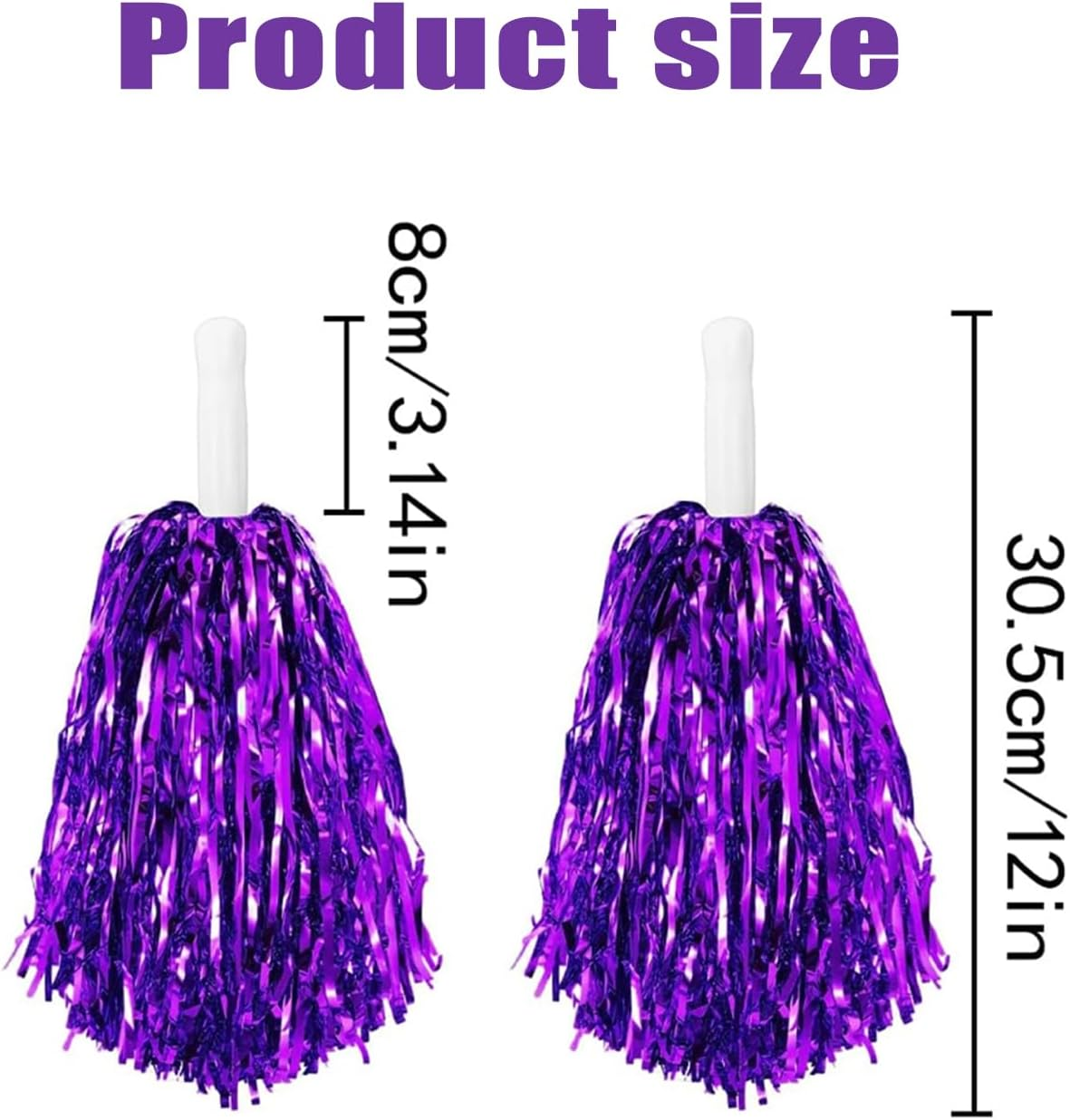 Lxcshljx 12 Pcs Cheerleading Pom Poms, Plastic Metallic Foil Cheer Pom Poms with Plastic Handles, Spirited Hand Flowers Cheerleading Equipment, Cheerleader Pompoms for Dance Matches Stage Performance image number 6