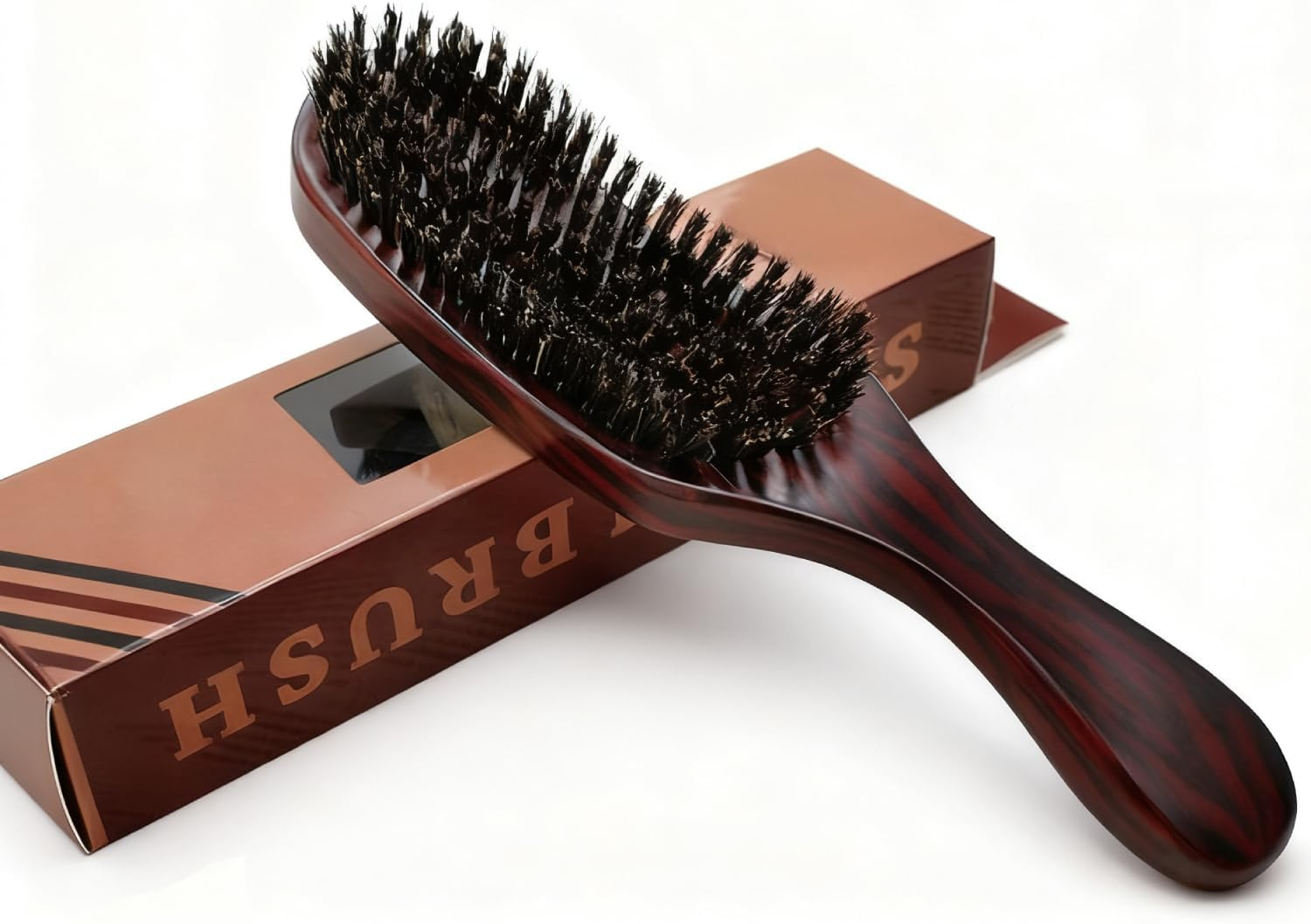 Uadme 100% Boar Bristle Hair Brush, Slick Back Wave Brush for Curly, Wet, or Damaged Hair, Massage Wood Comb for Shine, Smoothing & Reduced Breakage image number 6