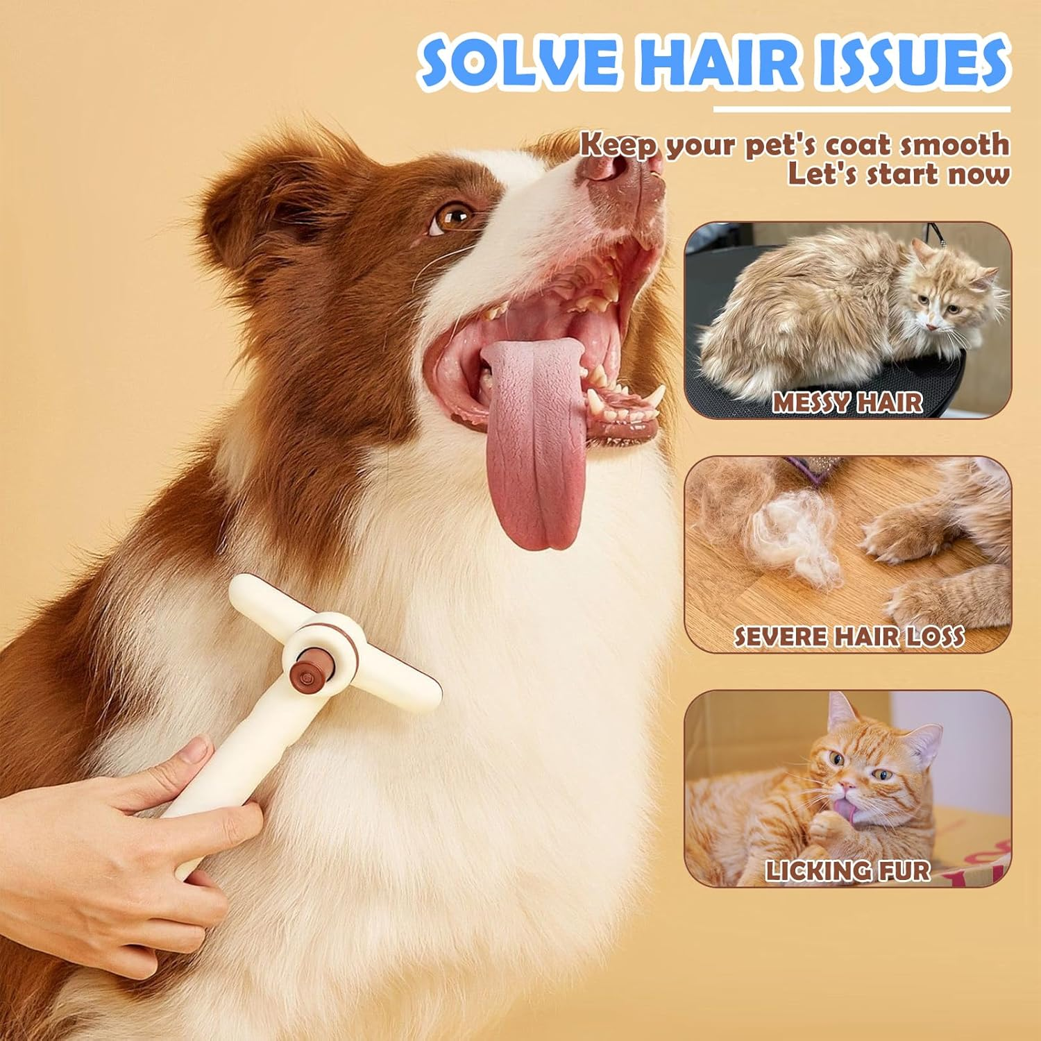 Culinavog Fellblitz Cat Brush, Pack of 2, 18 &times; 9 Cm, Self-Cleaning Fur Flash Brush, Easy to Clean, Pet Brushes for Dogs, Cat Comb for Short Hair, Long Hair, Pet (Brown, Blue) image number 2