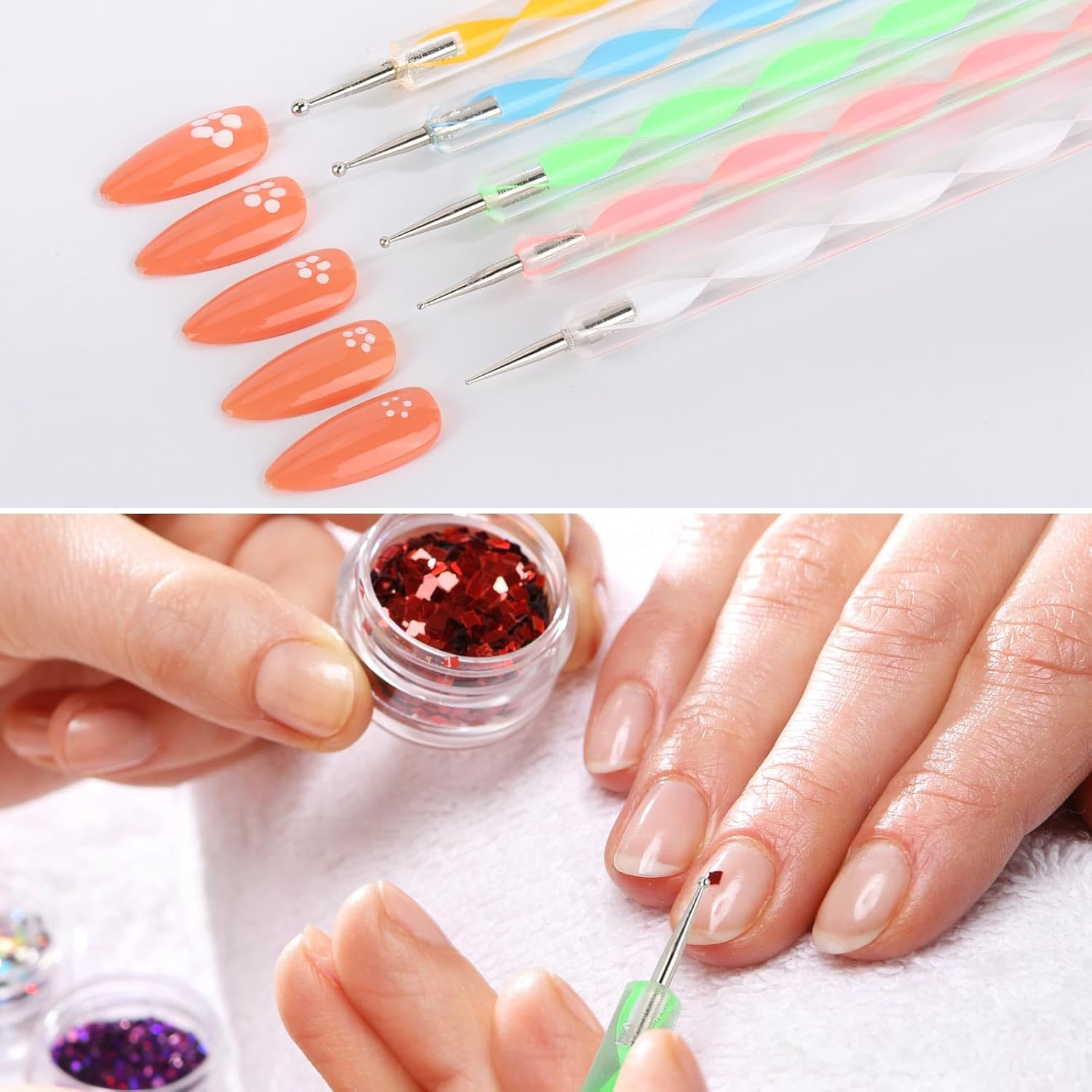 BTYMS 14Pc Professional Nail Art Brushes Set with Double-Ended Dotting Tool Pens,Nail Art Design Drawing Tools Gel Polish Manicure for Home DIY & Salon Use image number 2