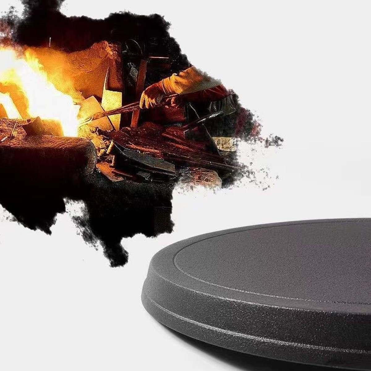 Cast Iron Flat Pan,Frying Pan, Skillet, Non Stick, Wooden Handle,Iron Pot, Flat Bottomed Pan (Simple 25Cm) image number 4