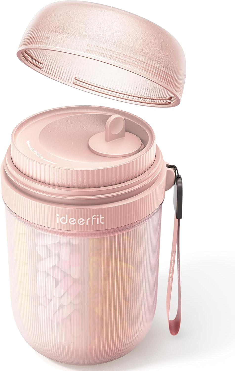 Large Pill Dispenser with 7 Large Compartments,Pill Bottle Organizer with Desiccant to Keep Medicines Fresh,Pill Box Case | Anti-Mixing | Light-Proof | Touch-Free,Bpa-Free Vitamin Organizer,Rose Gold