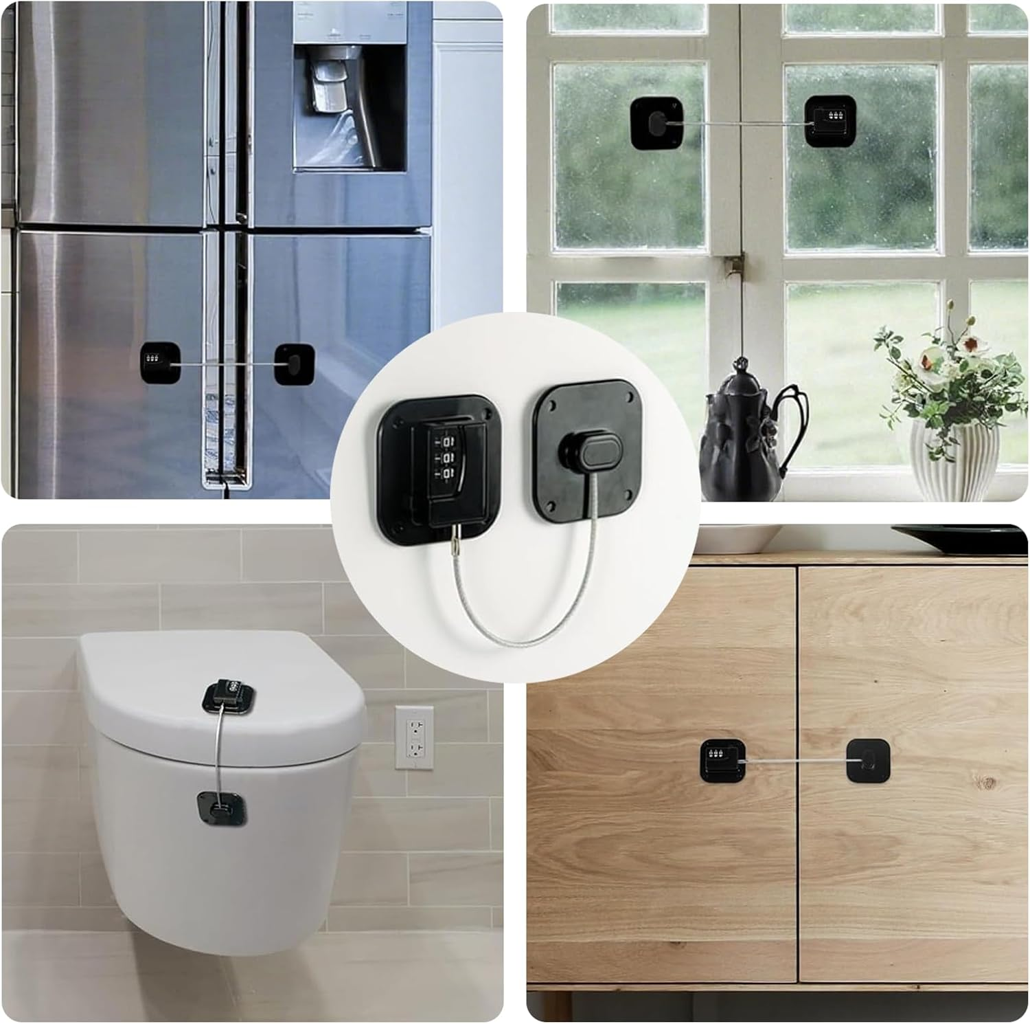 Cupboard Lock, Password Lock for Refrigerator Cabinets and Drawers, Easy Install, No Keys Needed (Black-1Pack)